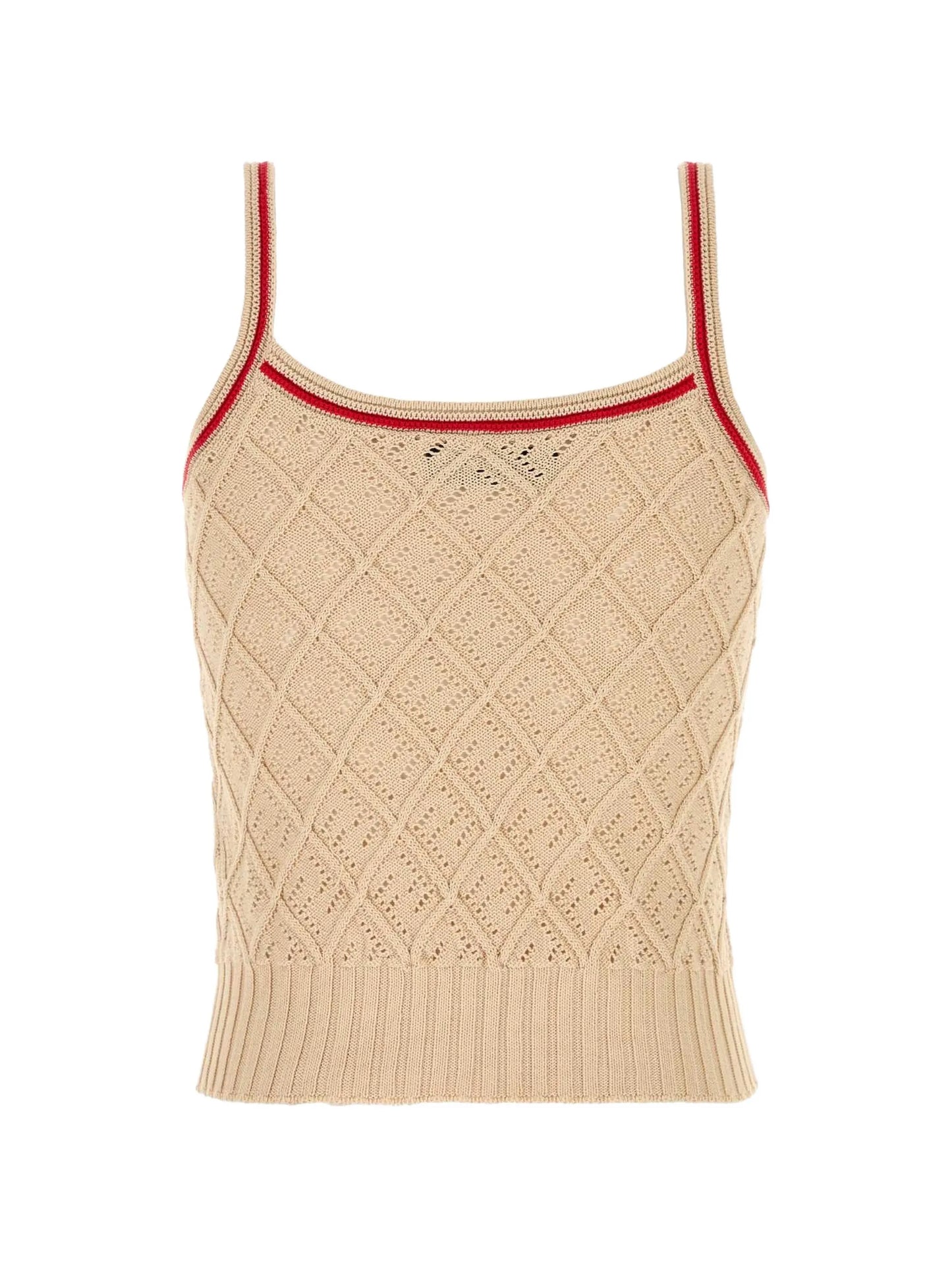 argyle-motif ribbed-trim top