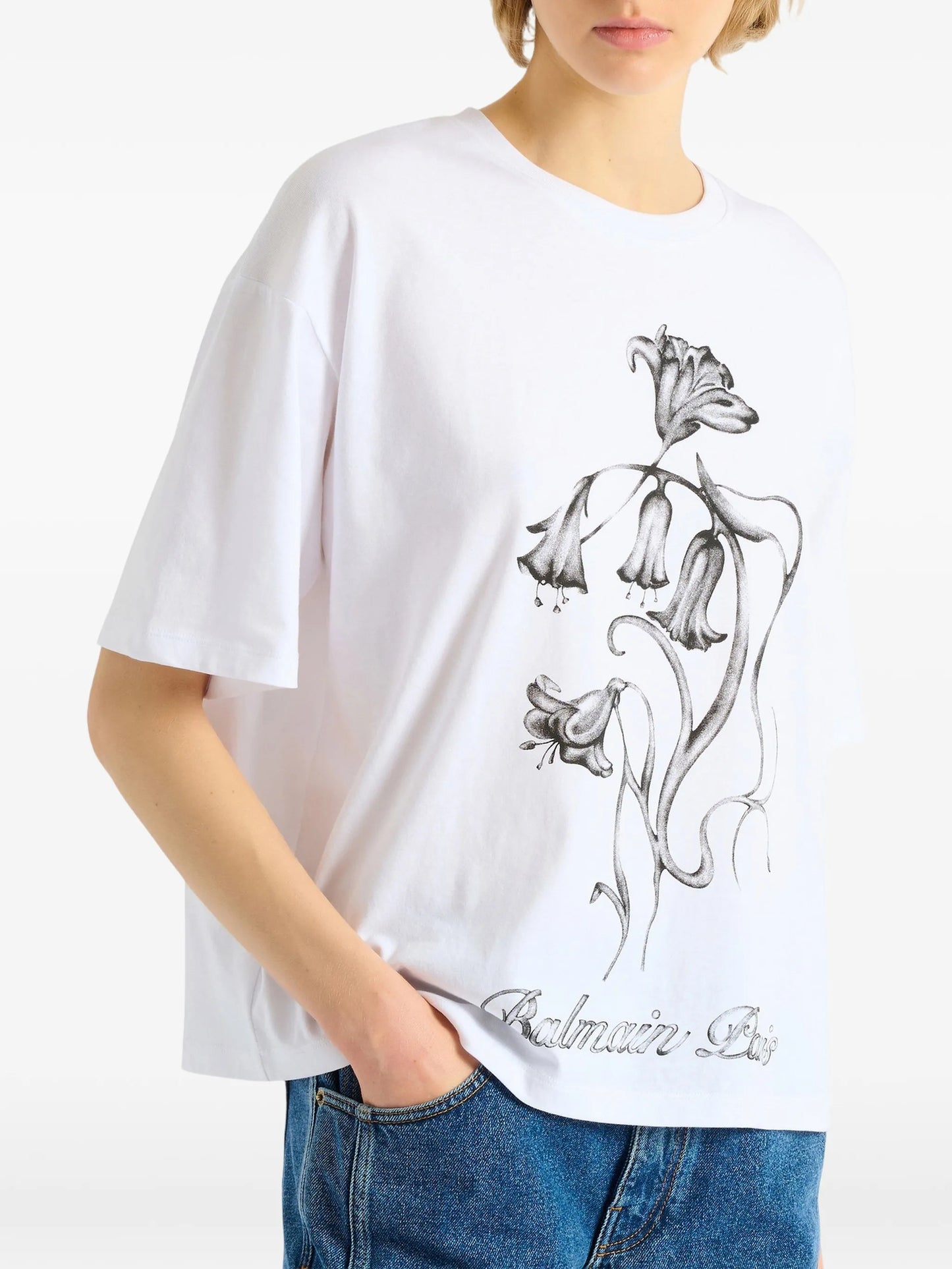 printed Balmain Flower T-shirt