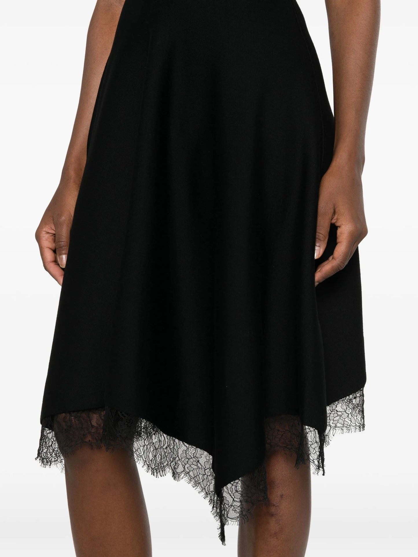 lace Trim A-line dress in black