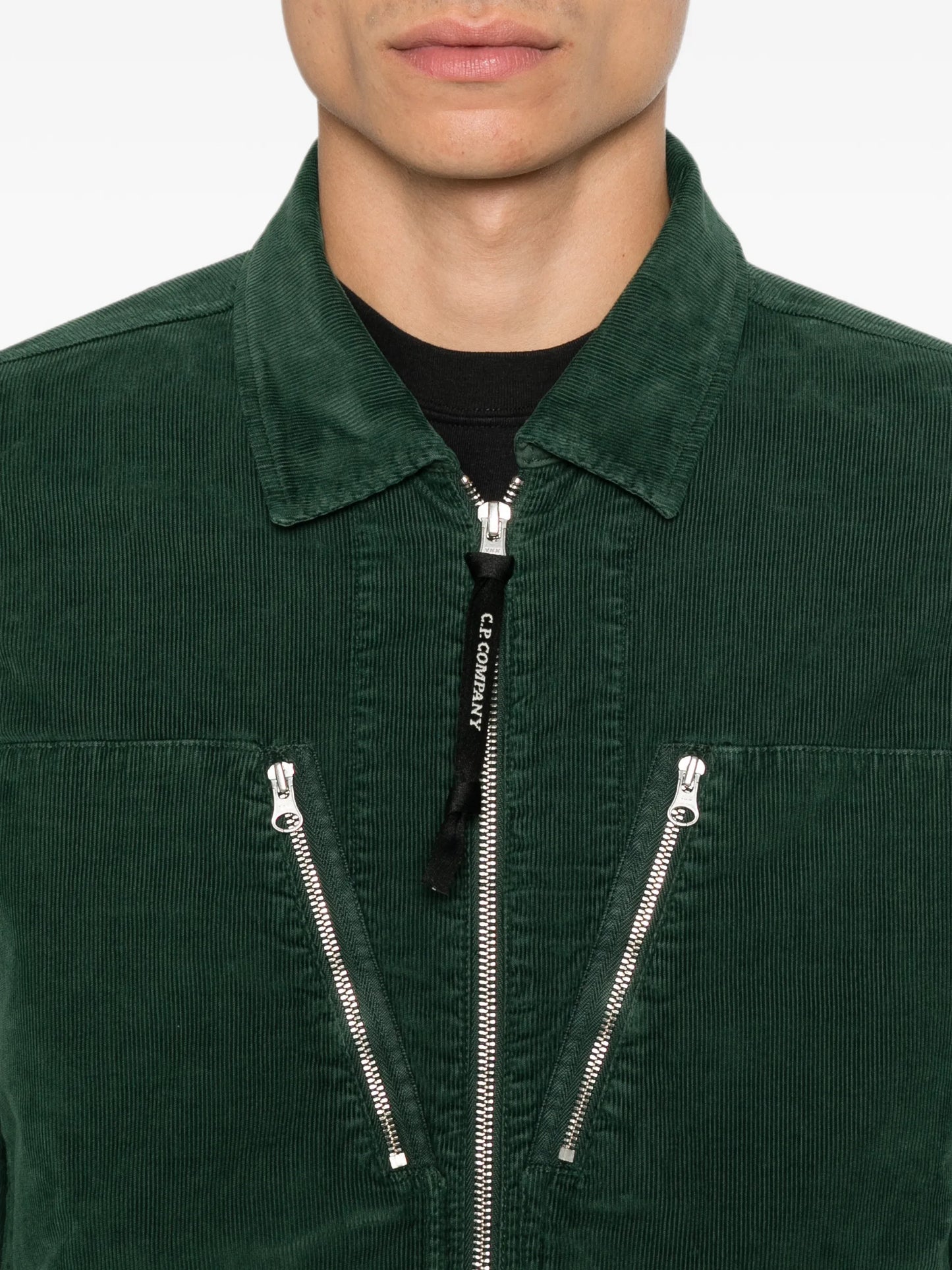 corduroy Lens zipped overshirt