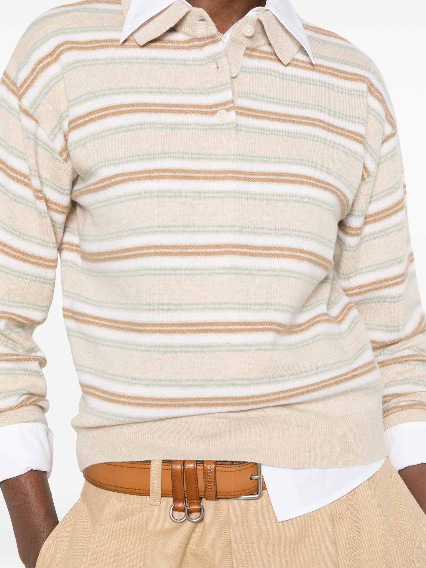 long-sleeve striped polo shirt