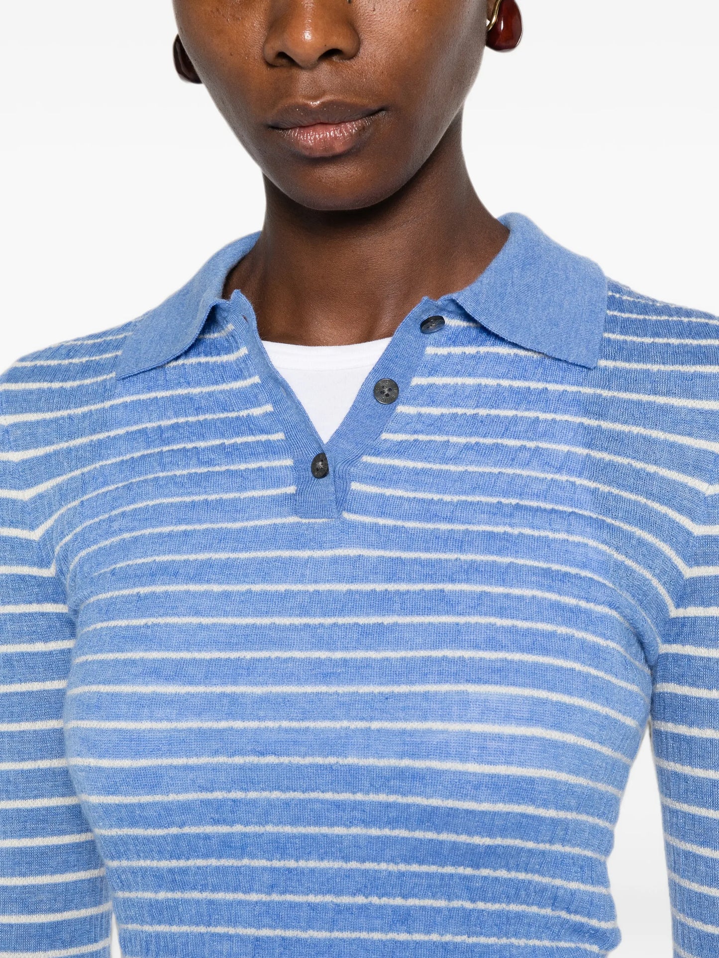 smocked striped polo sweater