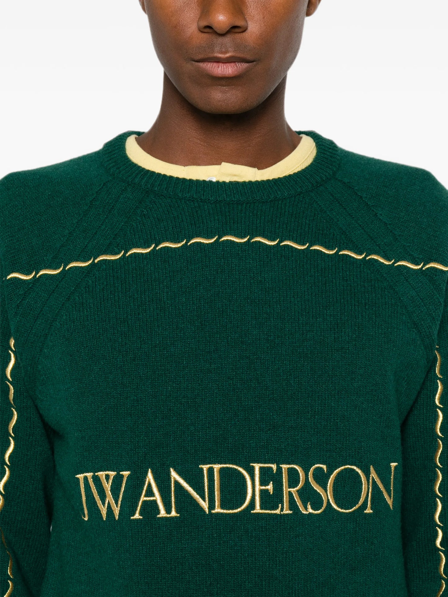 logo-embroidered wavy-stitch sweater