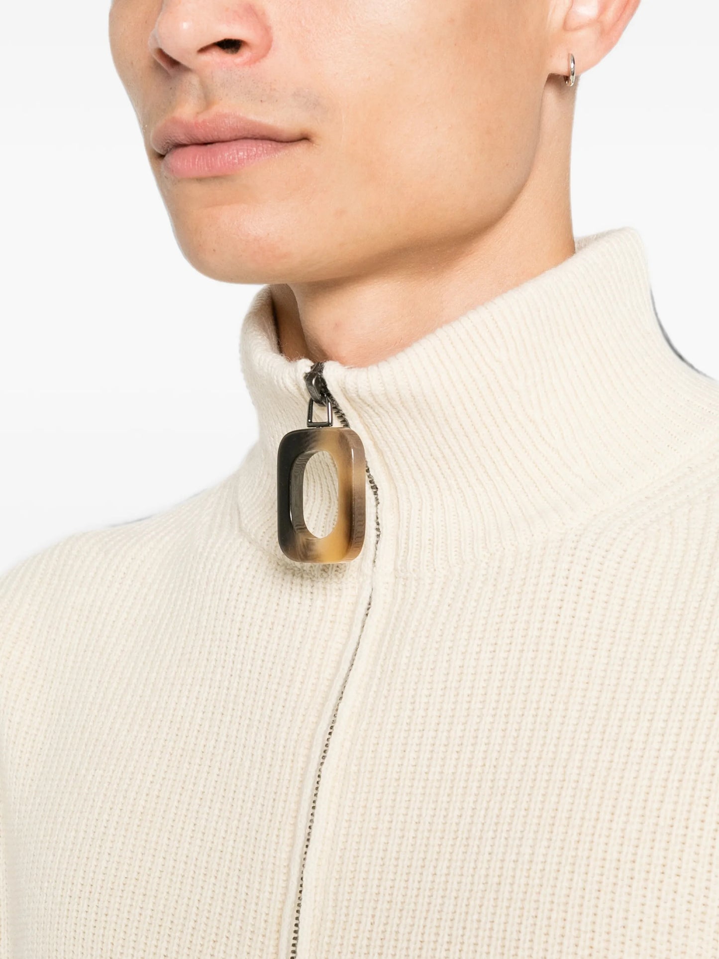 half-zip ribbed-knit sweater