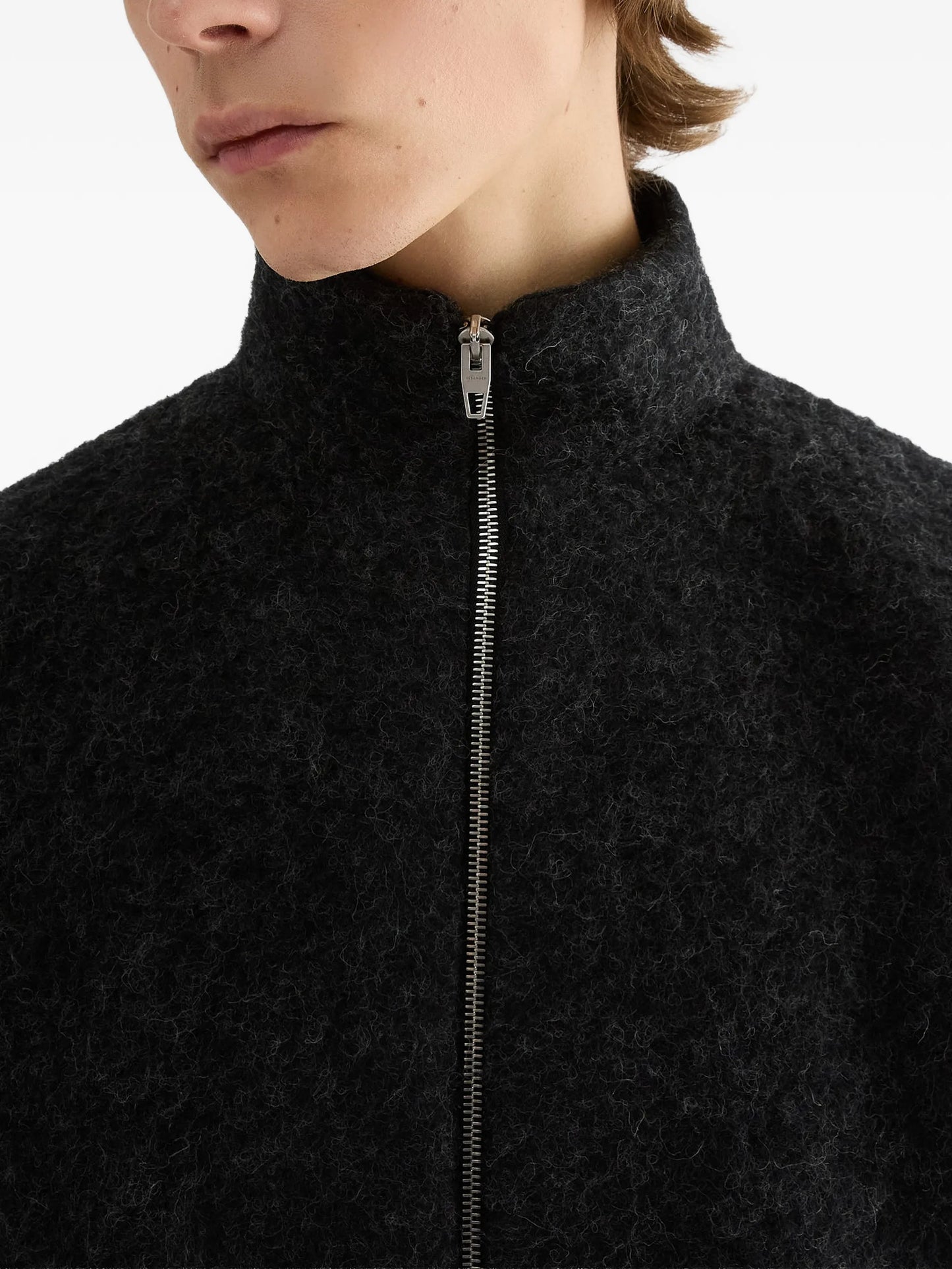 wool fleece zip-up sweatshirt