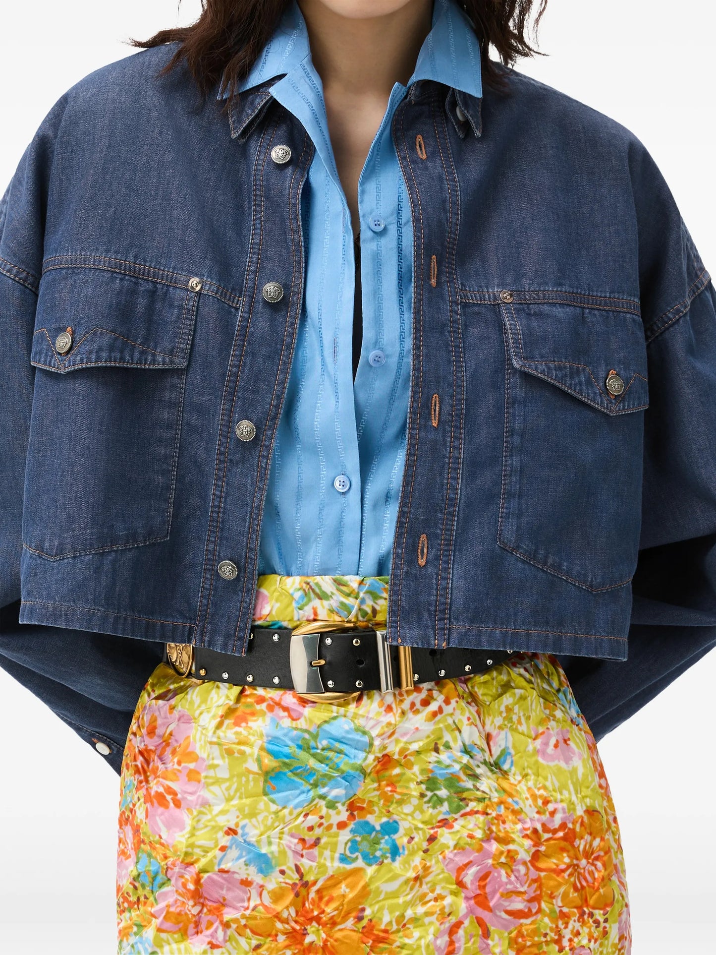 Chambray cropped shirt