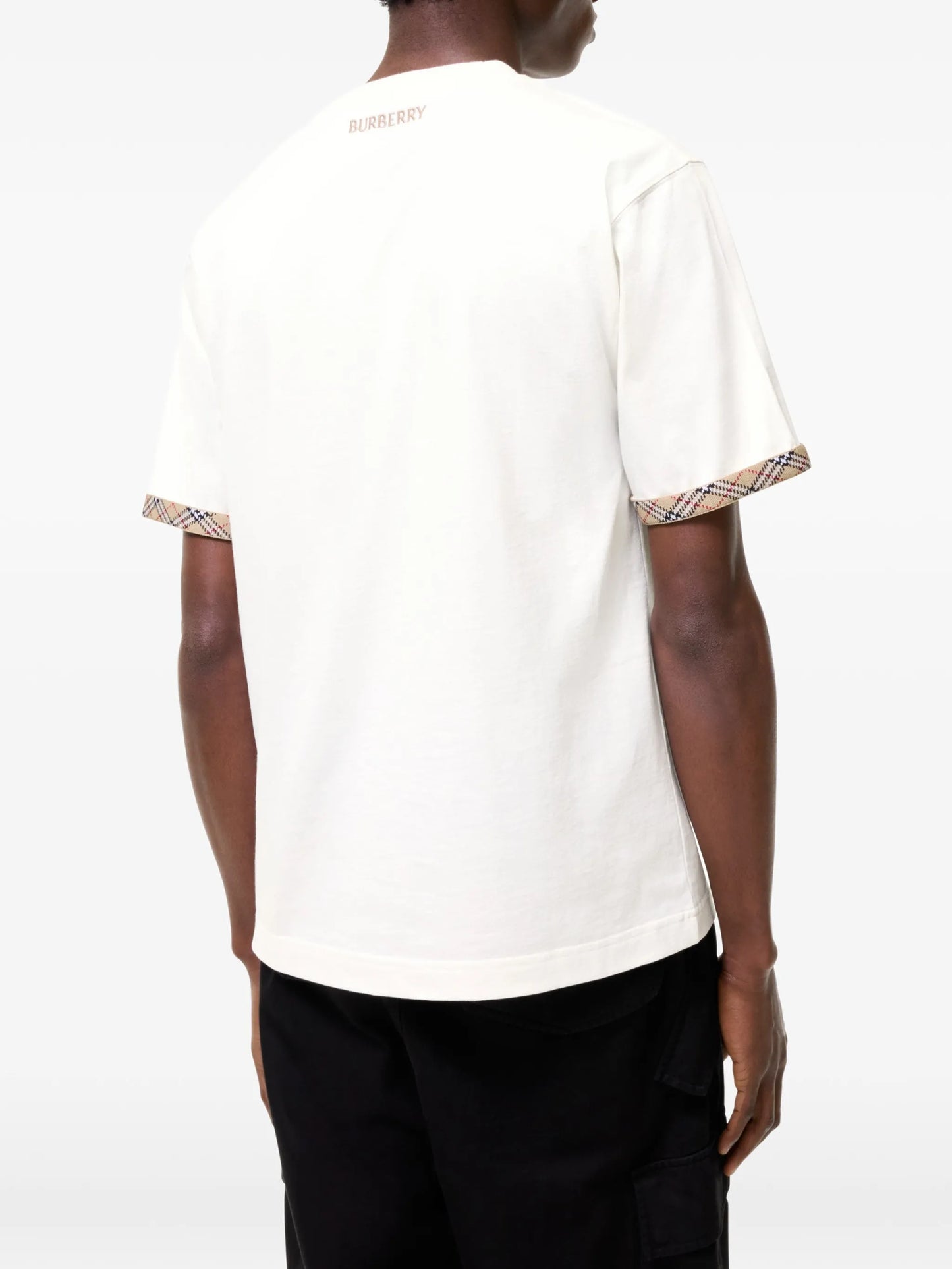 Check-trim cotton T-shirt