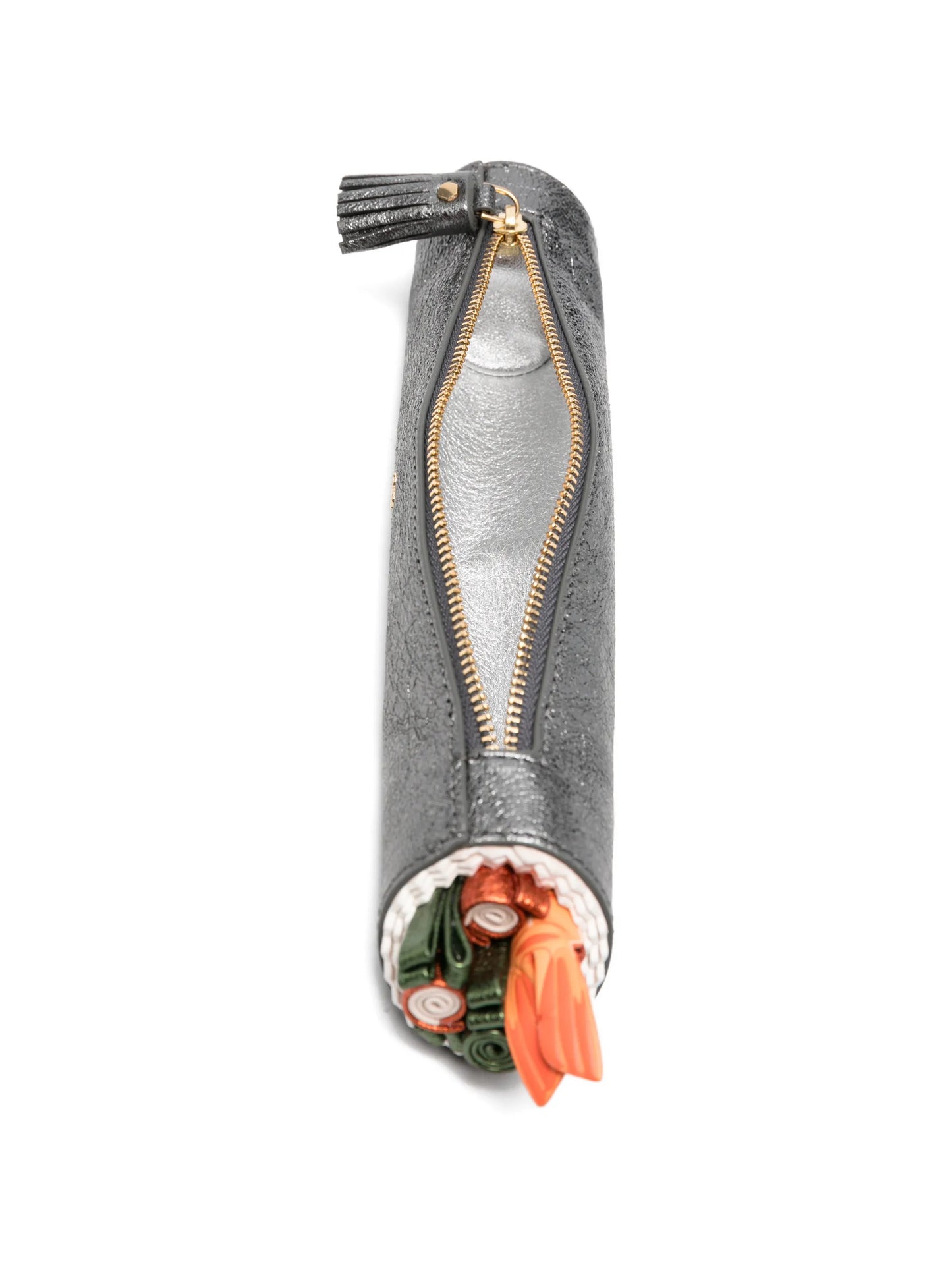 metallic-effect tassel-detail pencil case