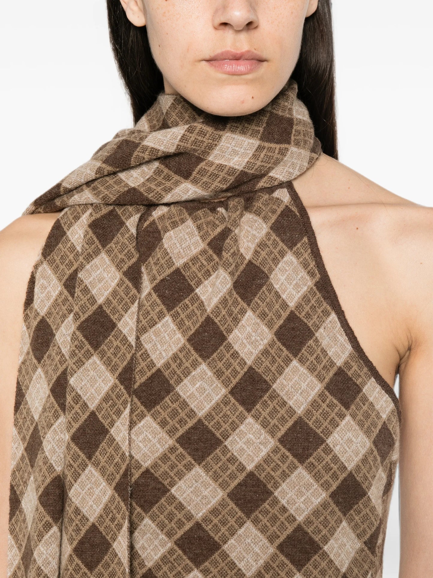 checkered halterneck blouse