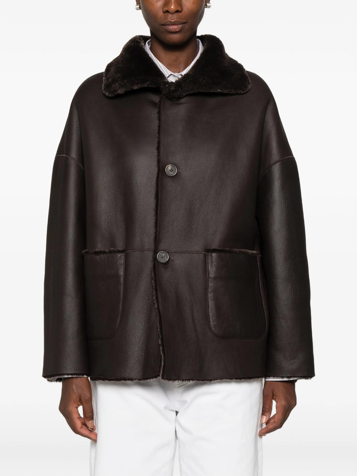 Isabella button-up shearling jacket