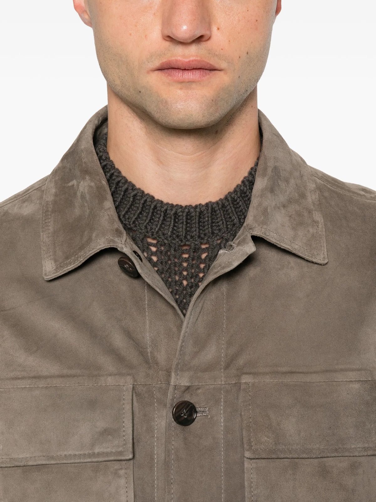 suede flap-pocket shirt jacket