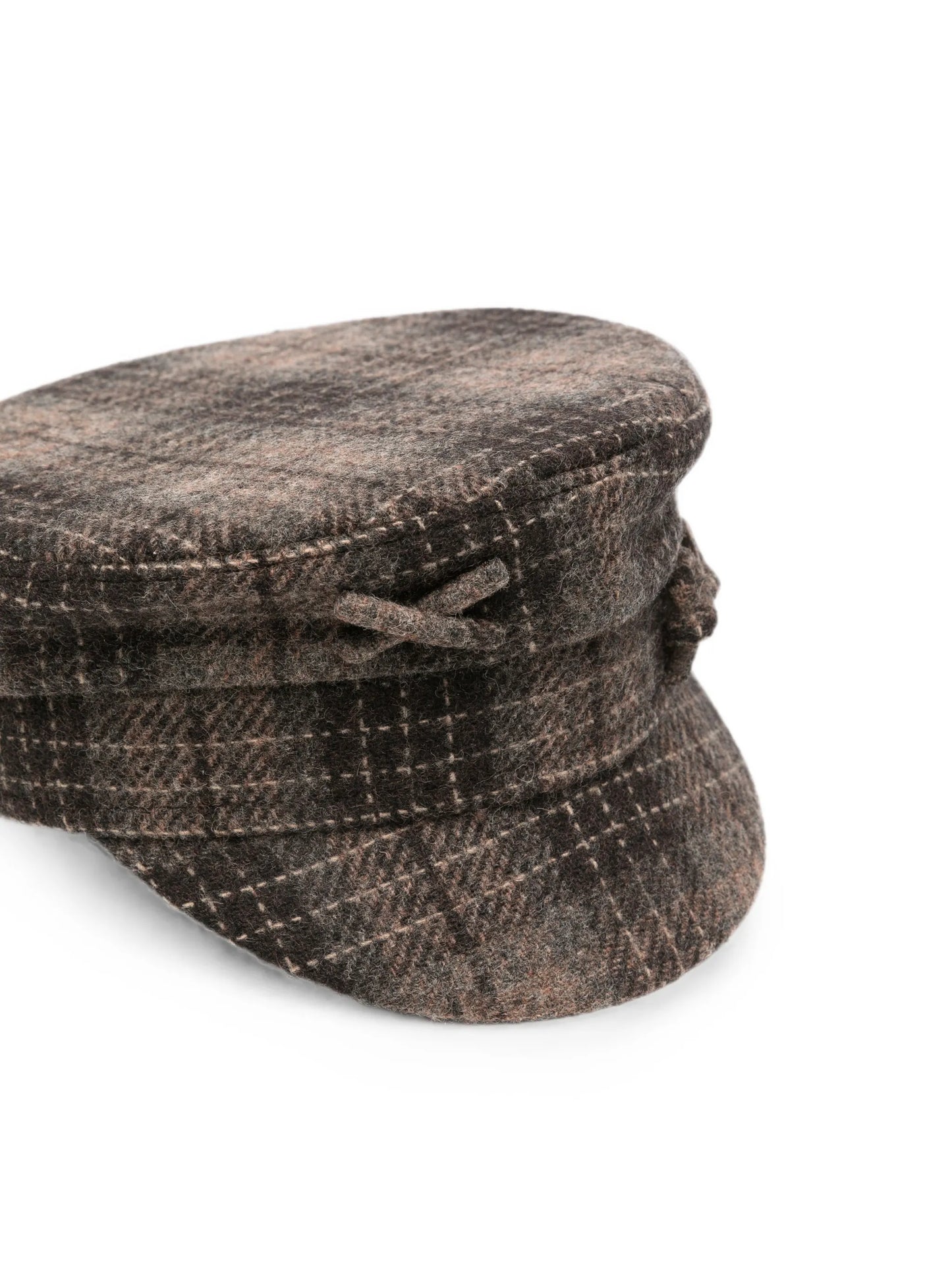 check-print logo-embroidered baker boy hat