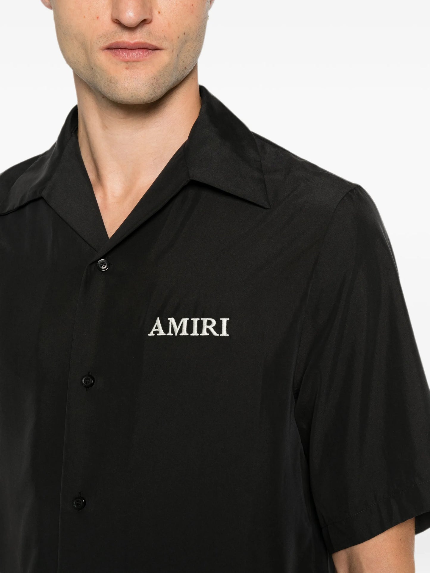 logo-embroidered camp-collar shirt