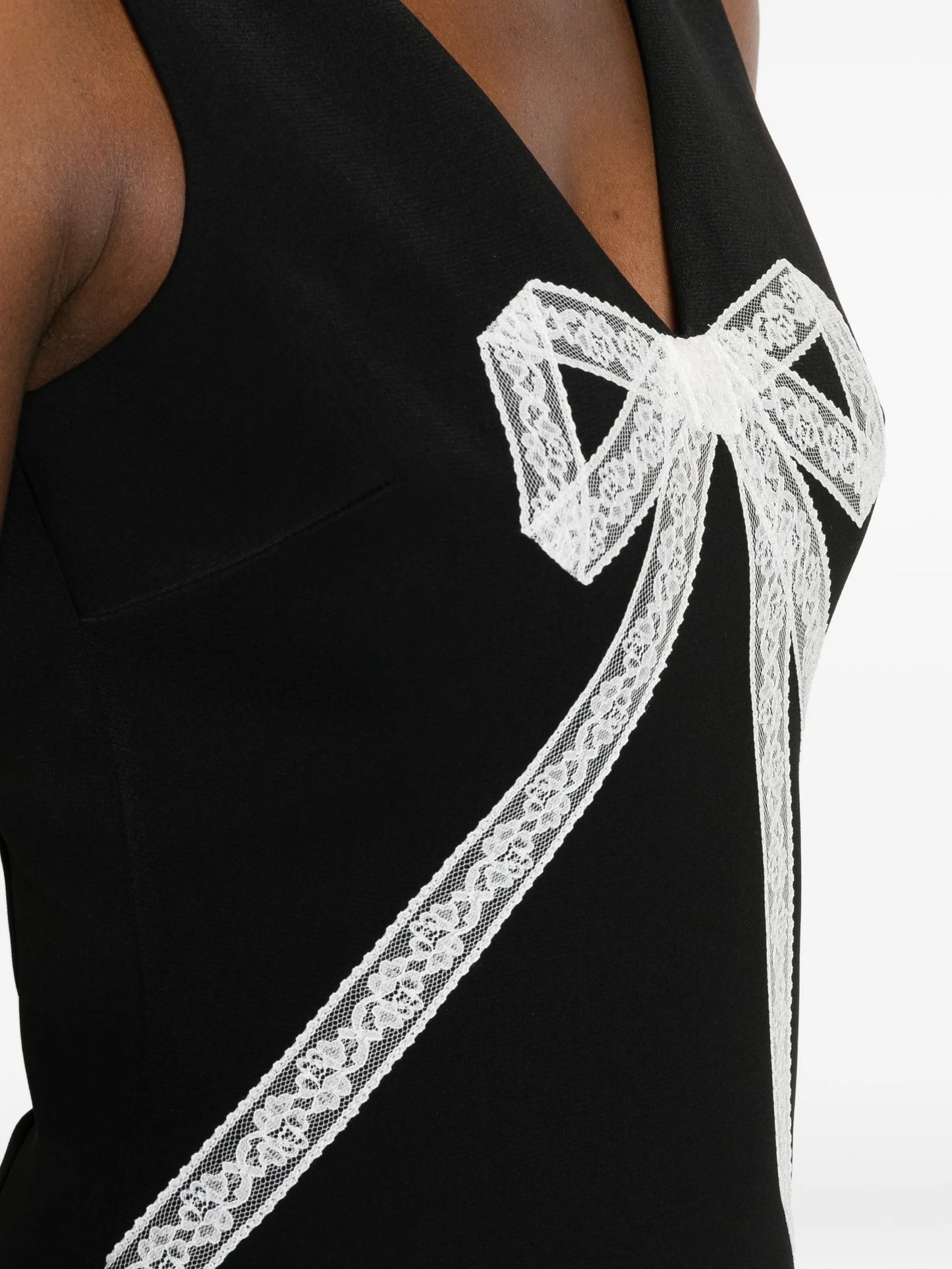 lace-trim bow-detail mini dress