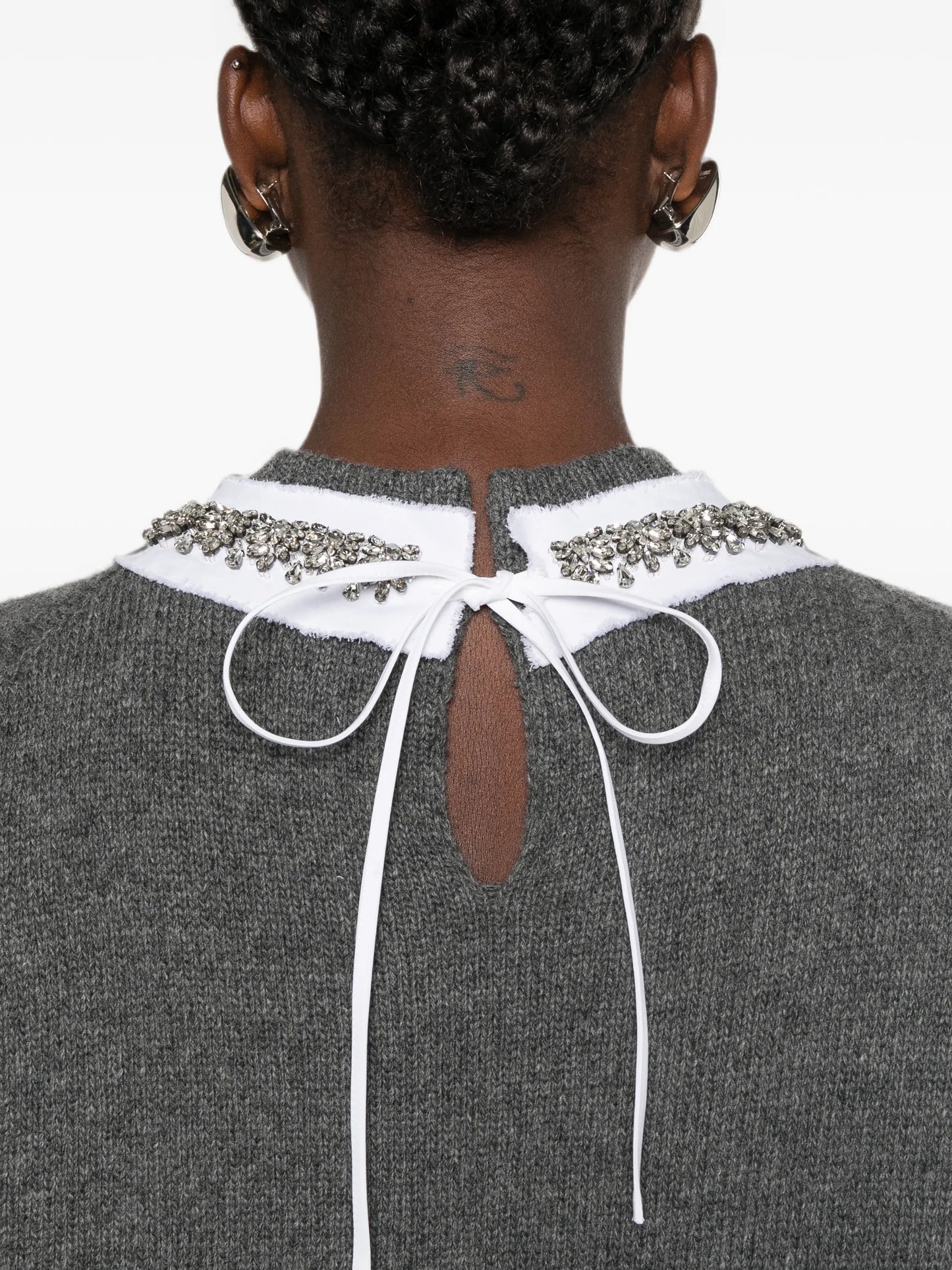 short-sleeved wool and cashmere sweater