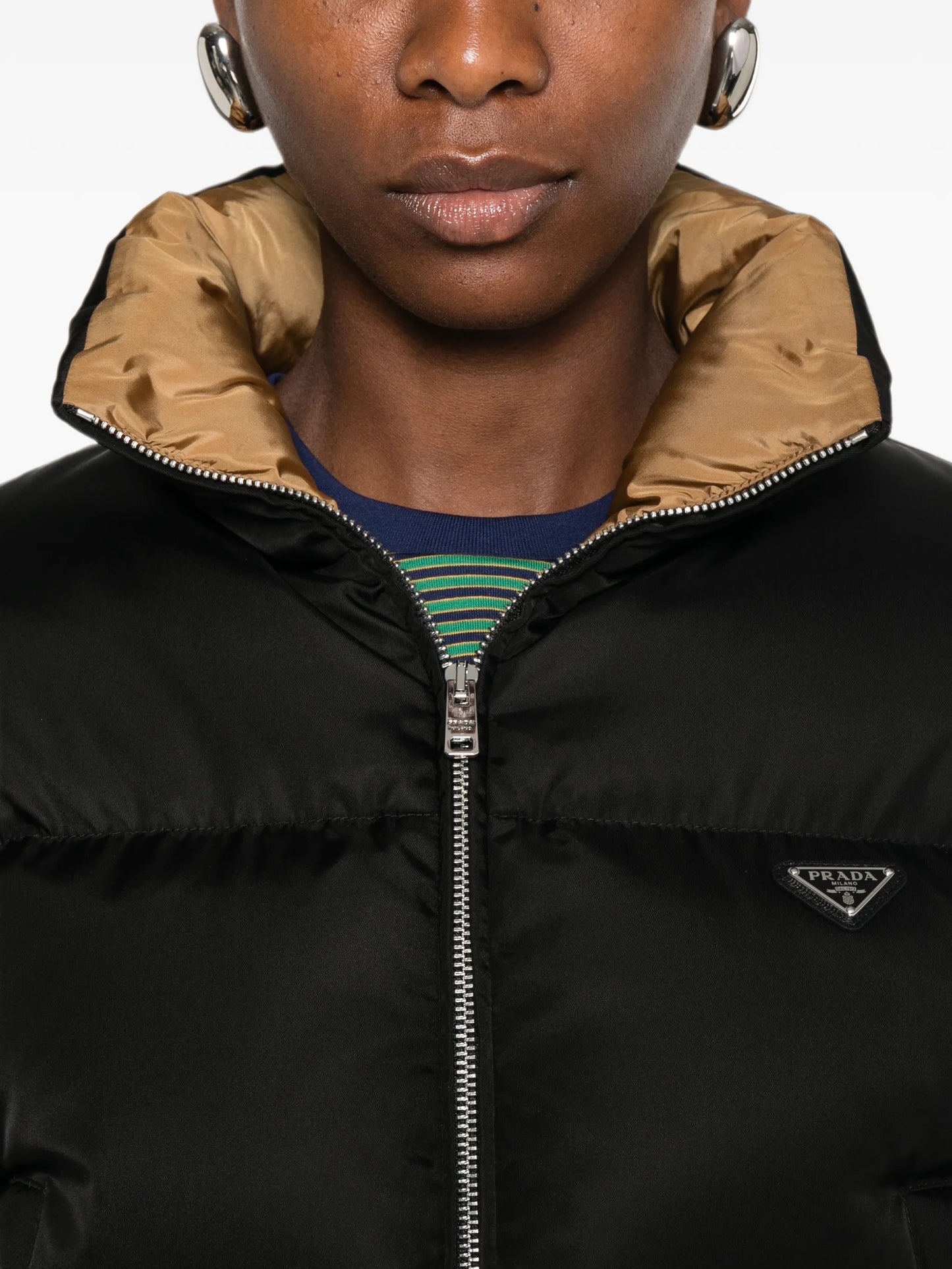 Re-Nylon cropped puffer jacket