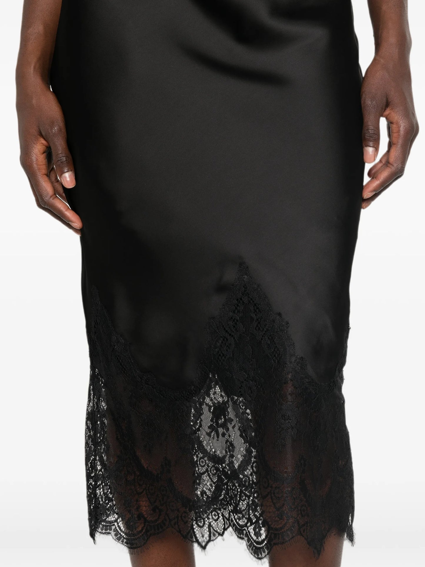 lace-trim midi skirt