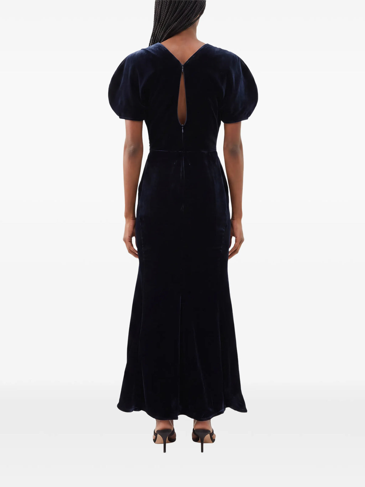 midi Bela gathered puff-sleeve dress
