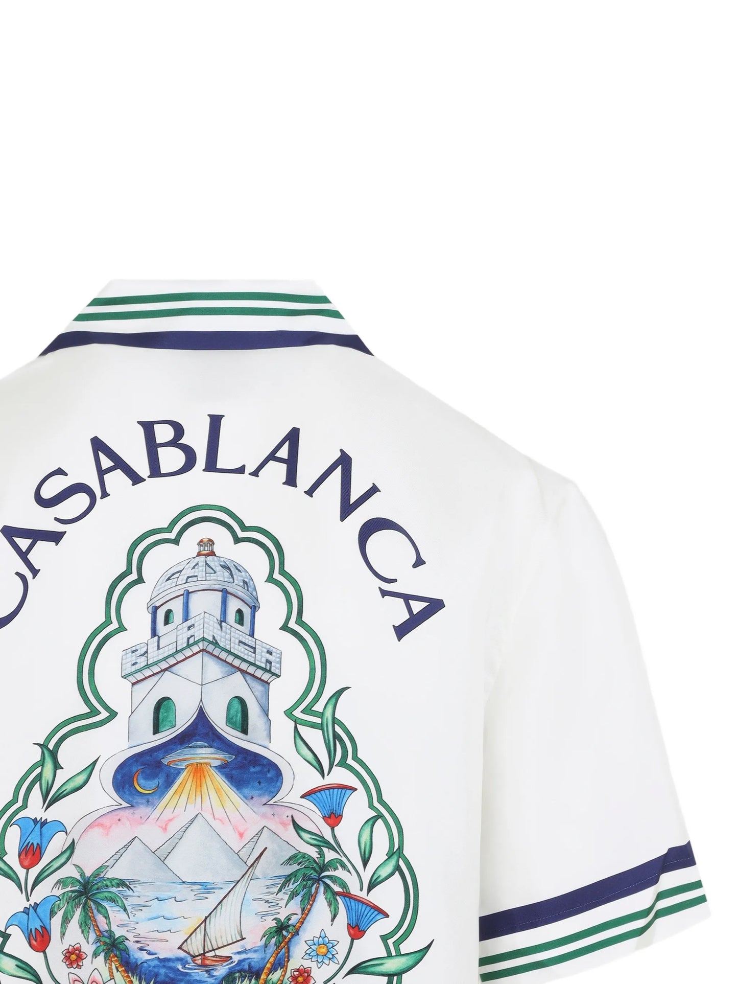 white Hotel Emblem short sleeve silk shirt