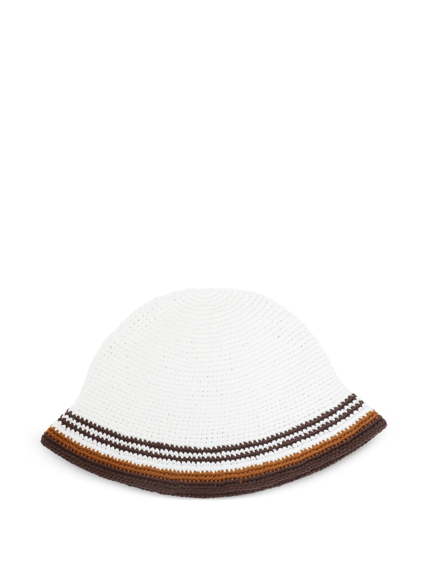 white & brown stripe crochet hat