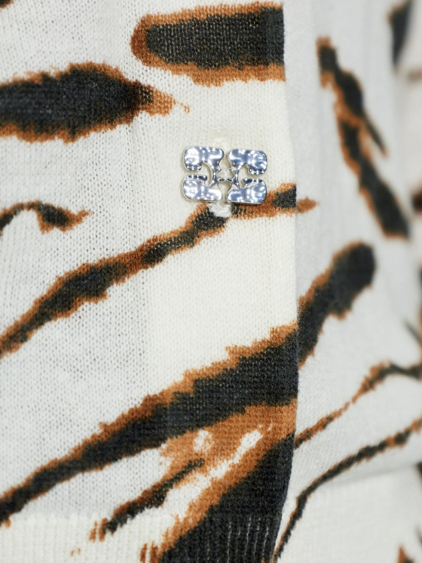 tiger-print logo-embroidered cardigan