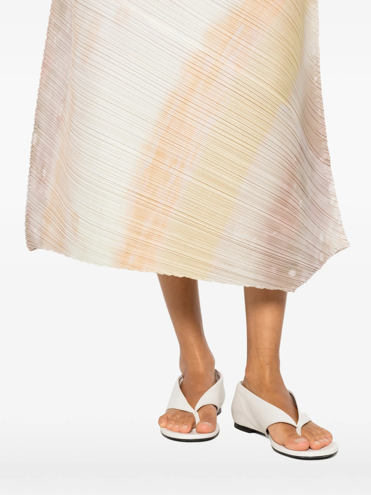 pleated abstract-print midi skirt