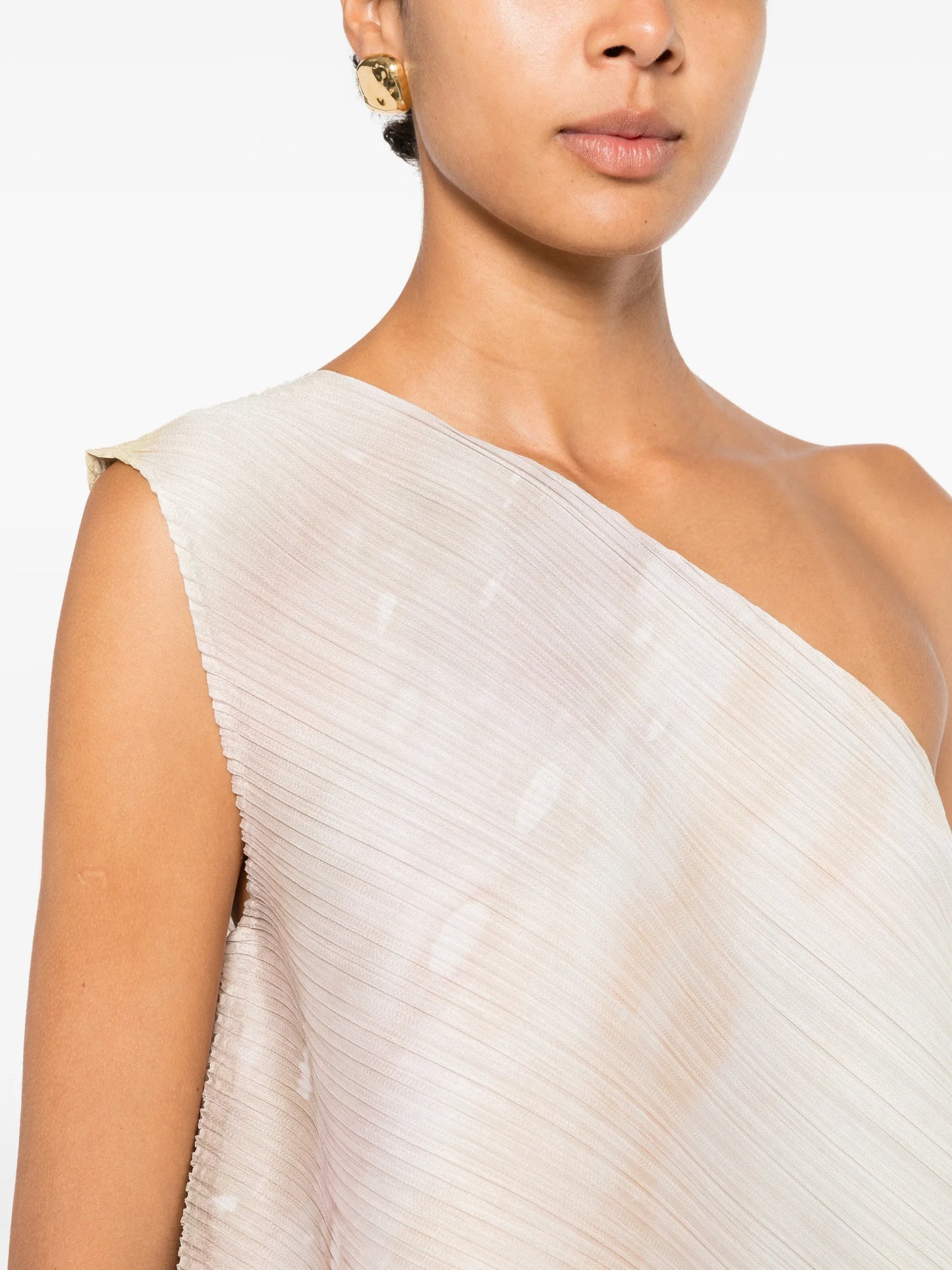 one-shoulder pleated top