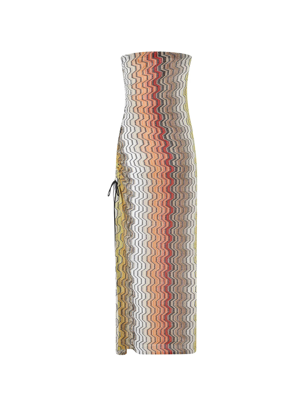 chevron-knit drawstring dress