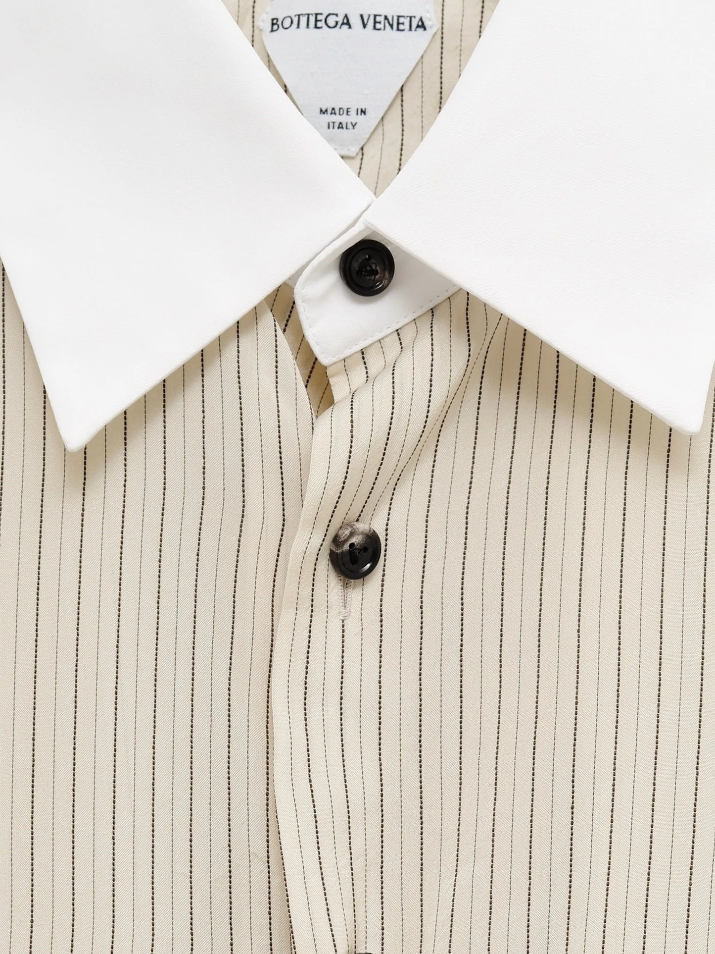 pinstripe-pattern contrast-collar shirt