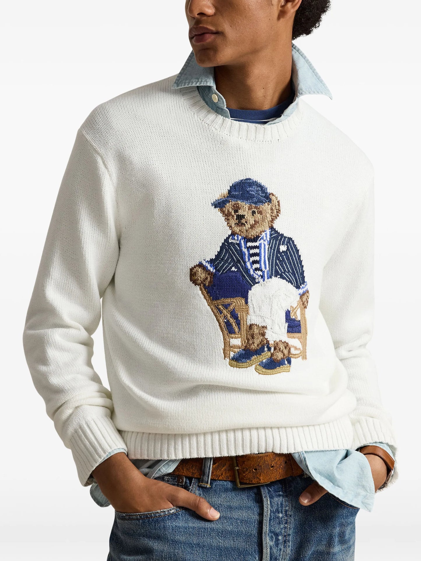 Polo Bear intarsia-knit sweater