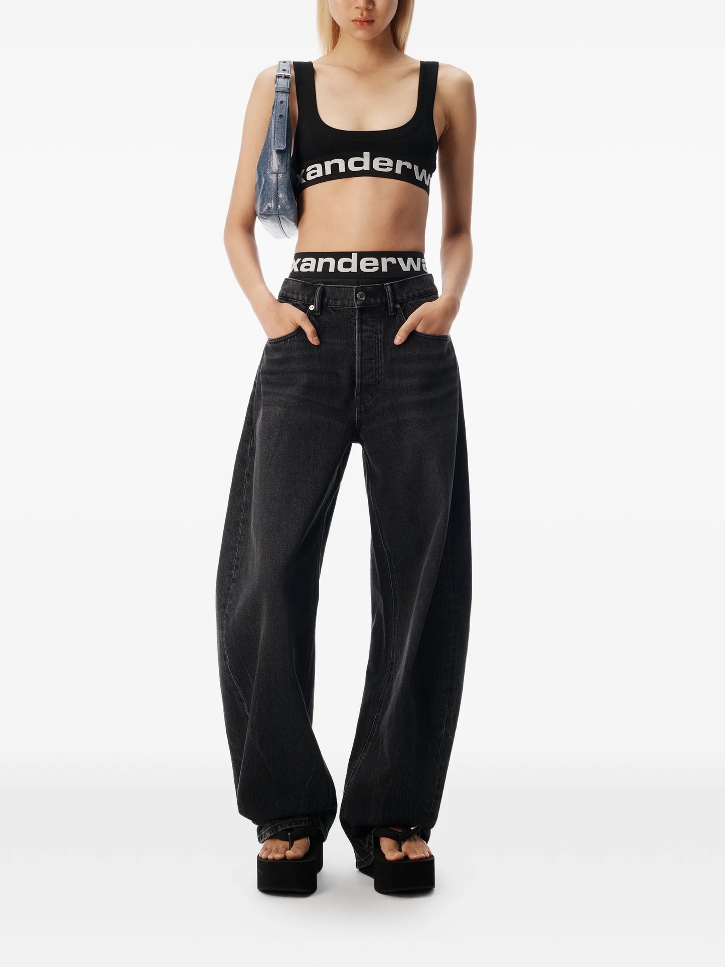 blow-up jeans with logo bike short waistband