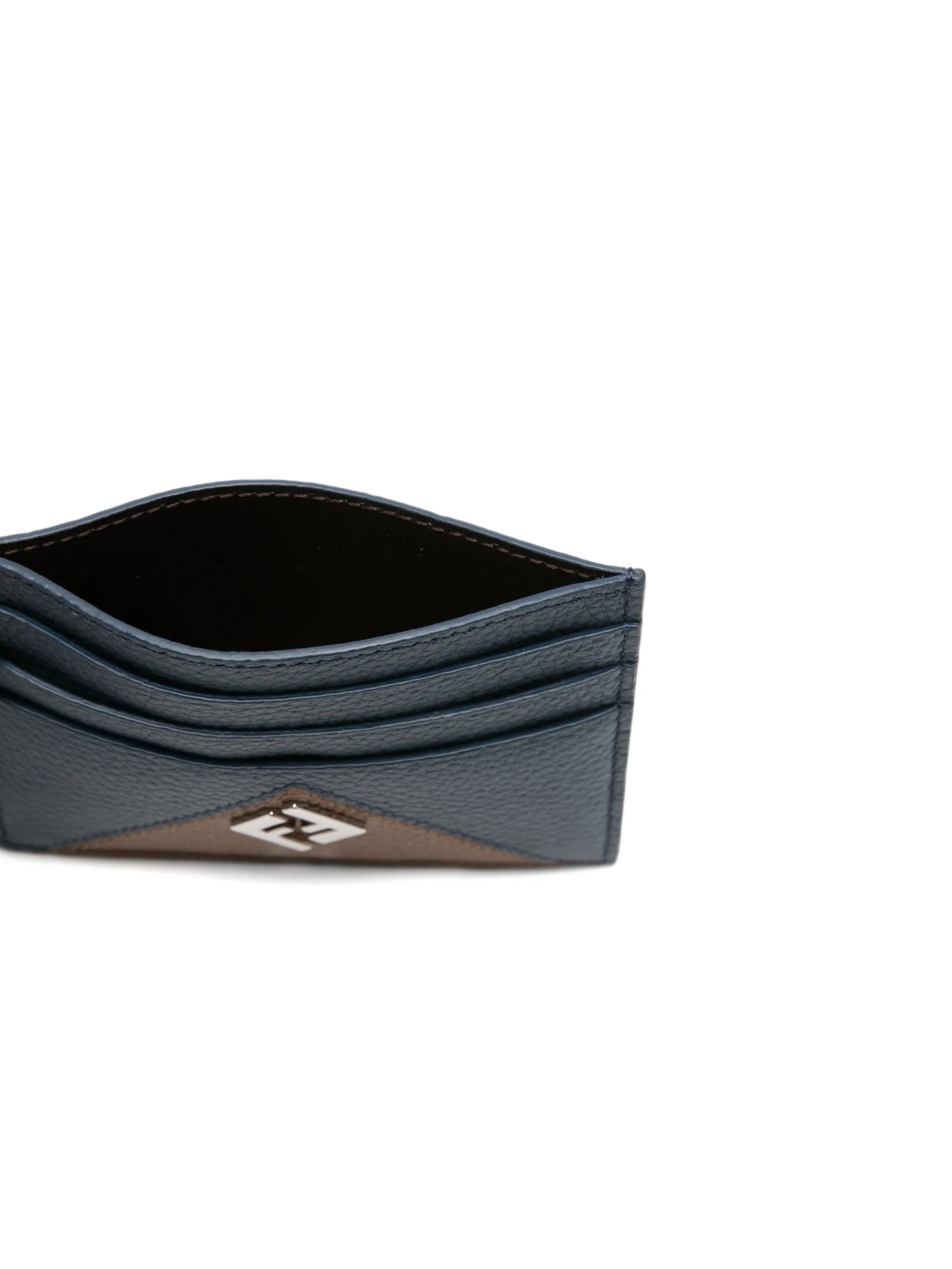 logo-plaque pebbled-leather cardholder