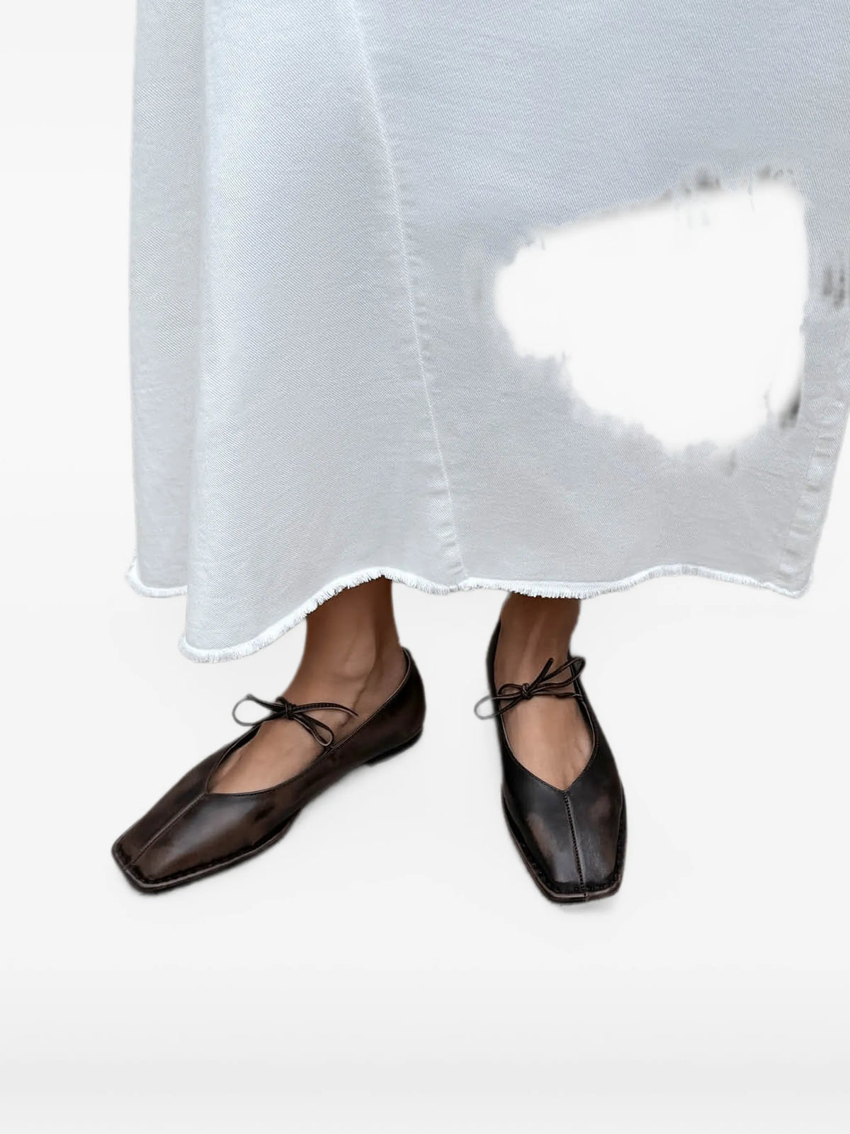 bow-detail square-toe ballet flats