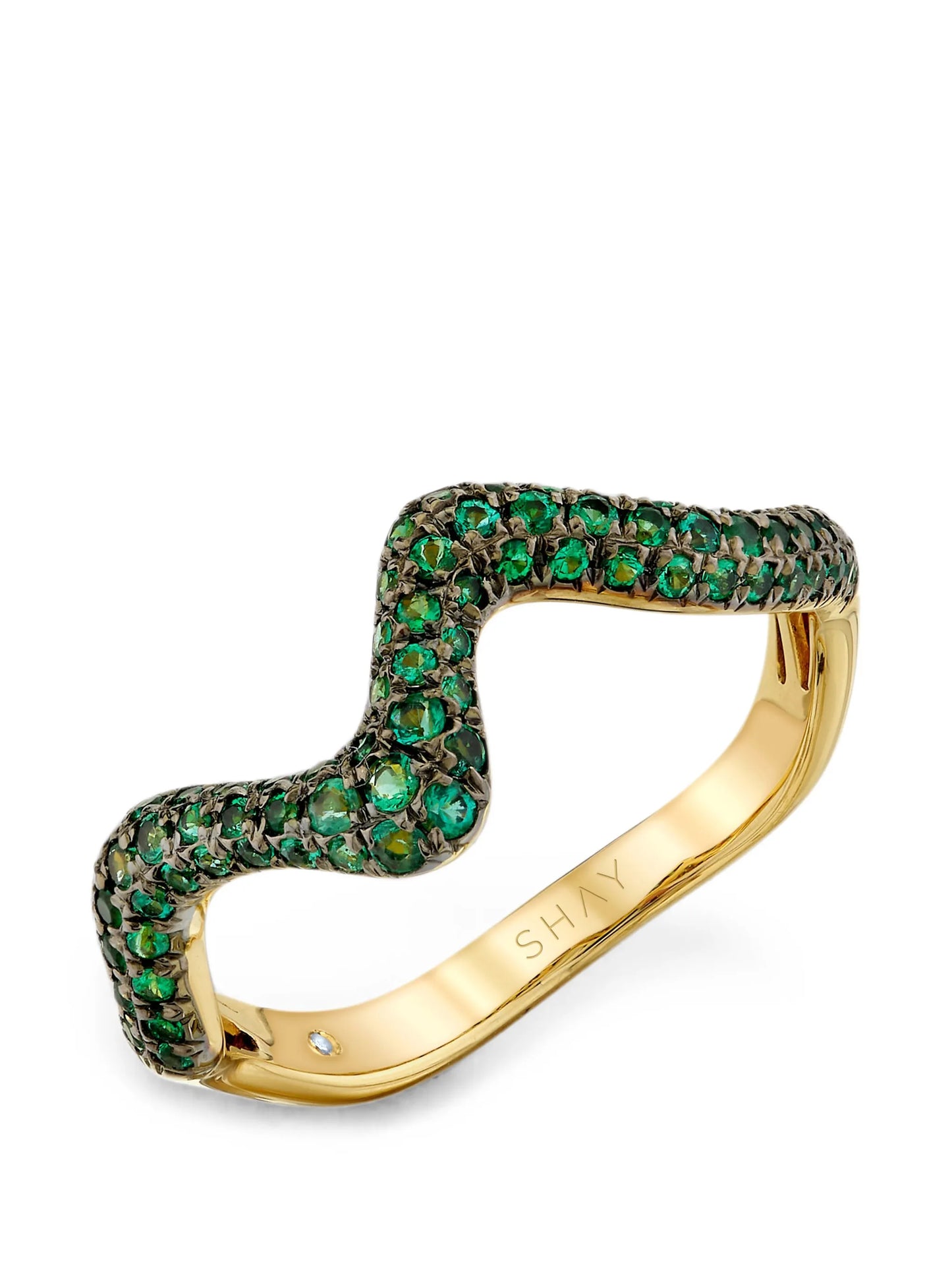 Wave emerald ring