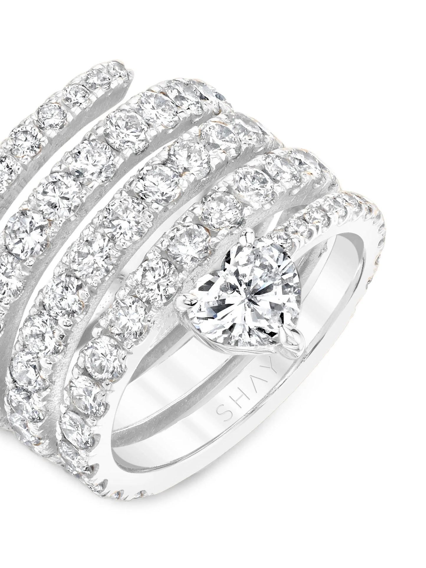Spiral diamond ring