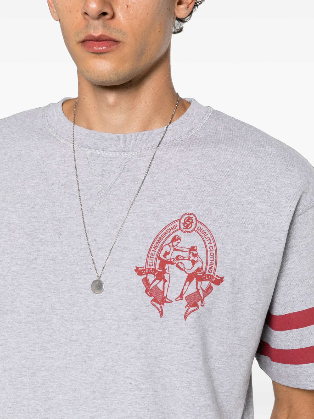 Boxers graphic-print striped-sleeve T-shirt