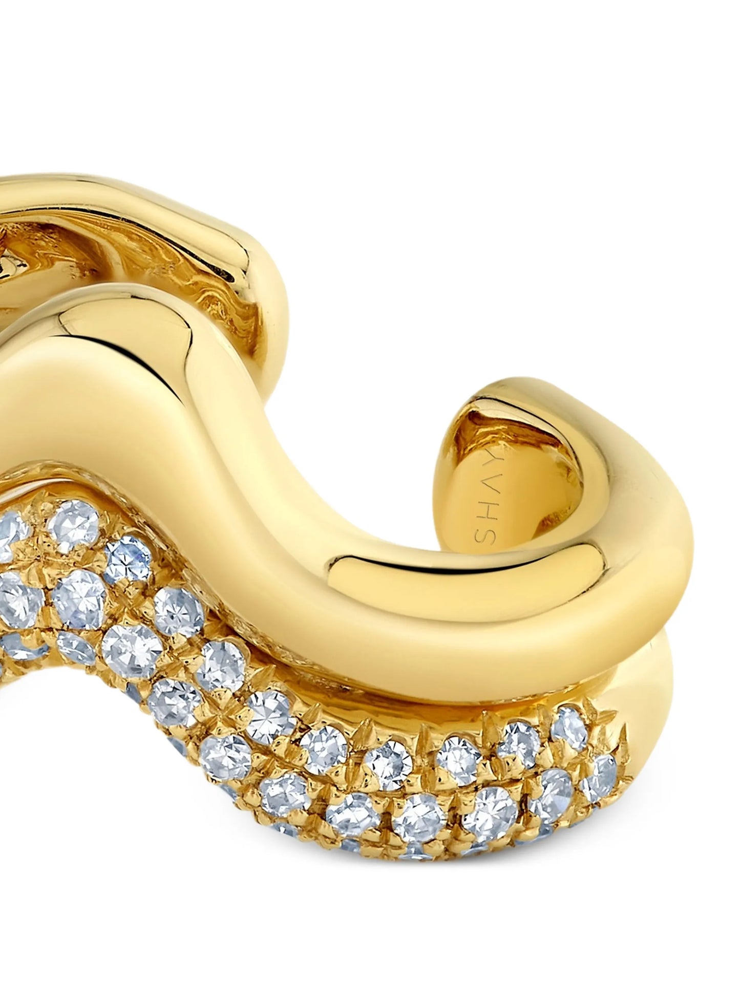 Wave diamond ear cuff