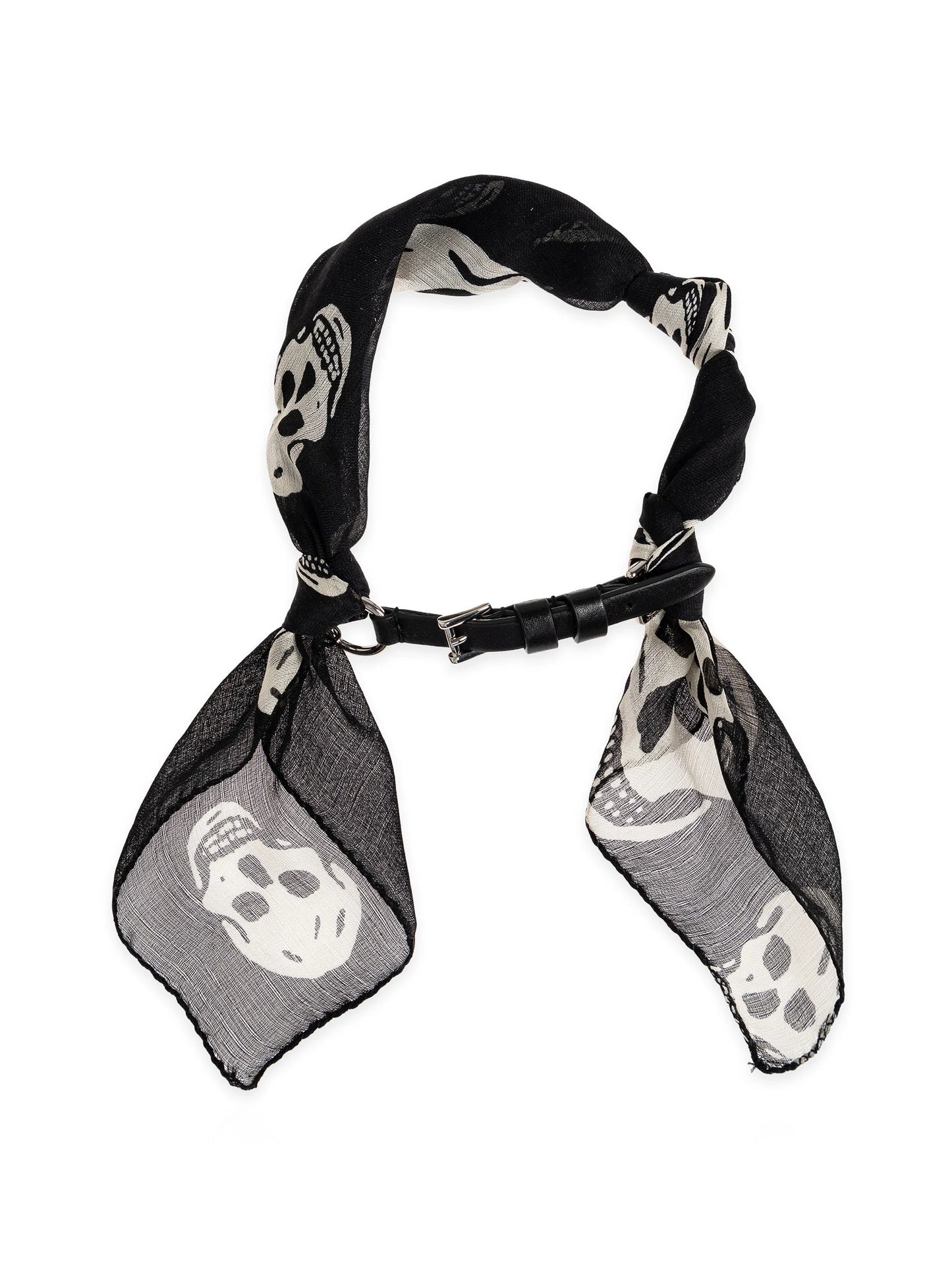 Skull scarf double wrap bracelet in black/white