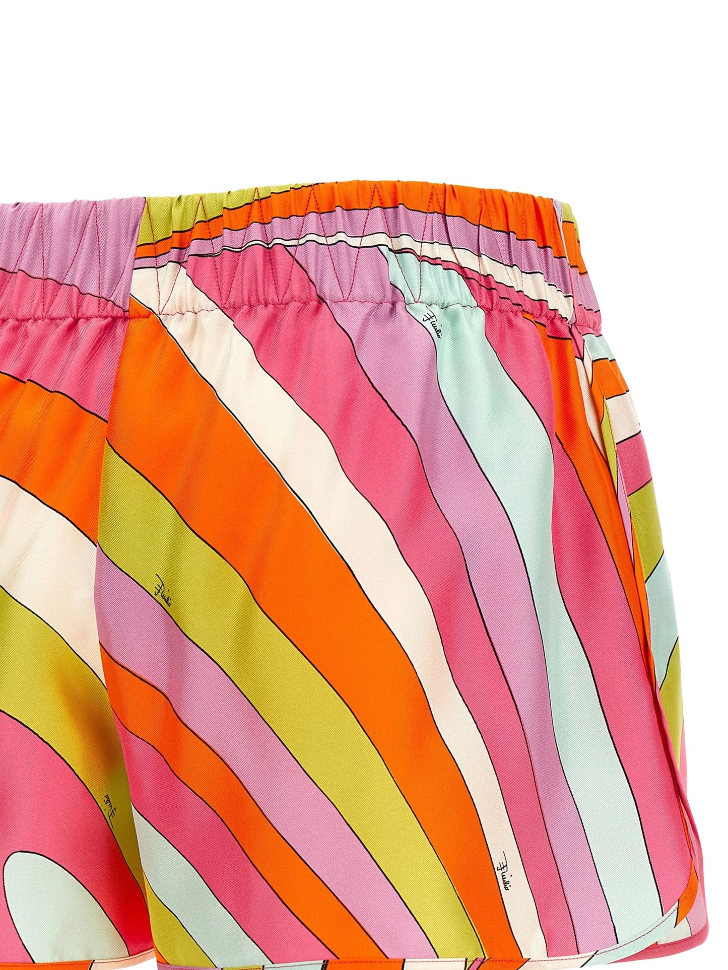 Iride print silk shorts