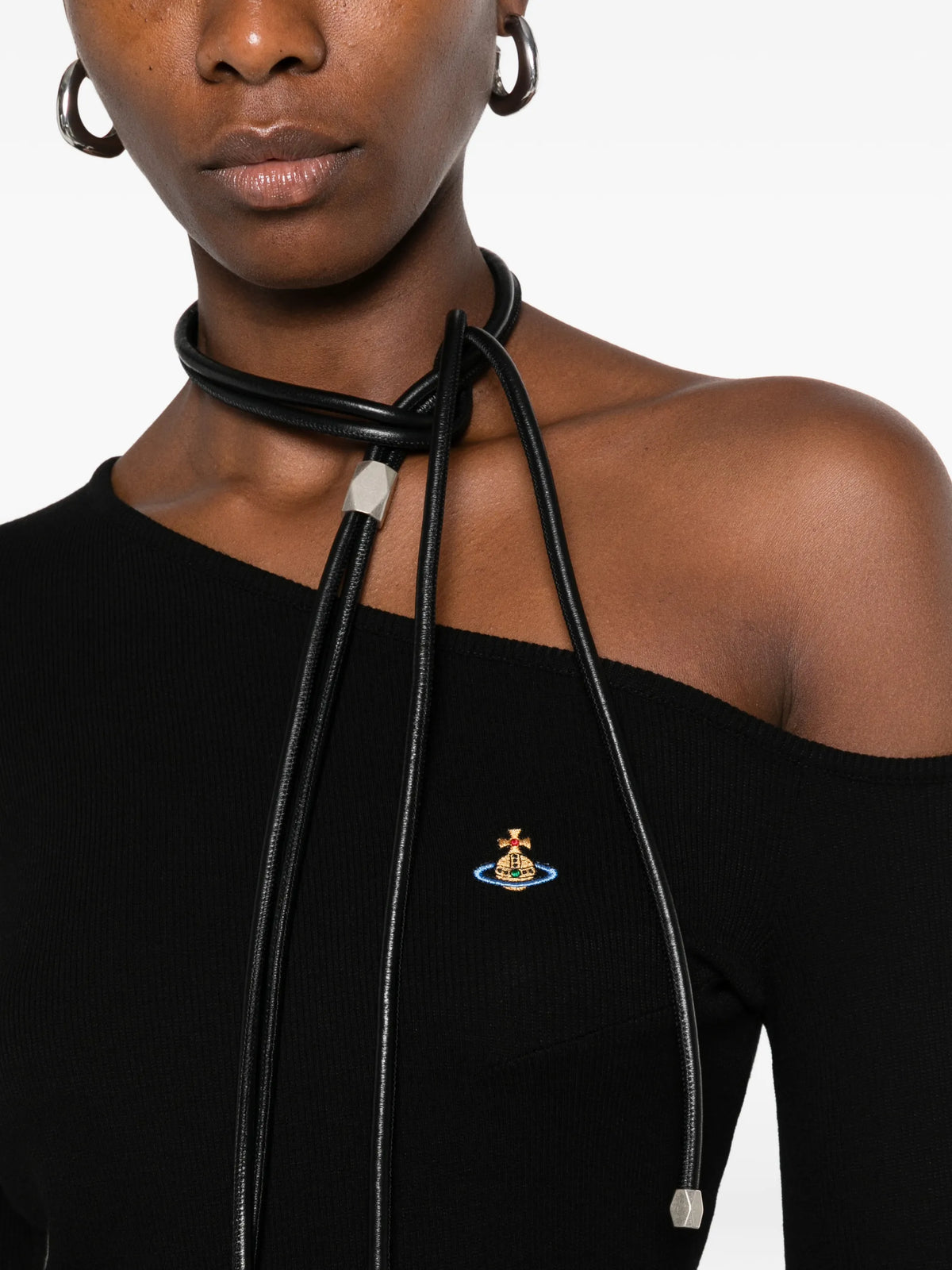Orgy one-shoulder Orb-embroidered top