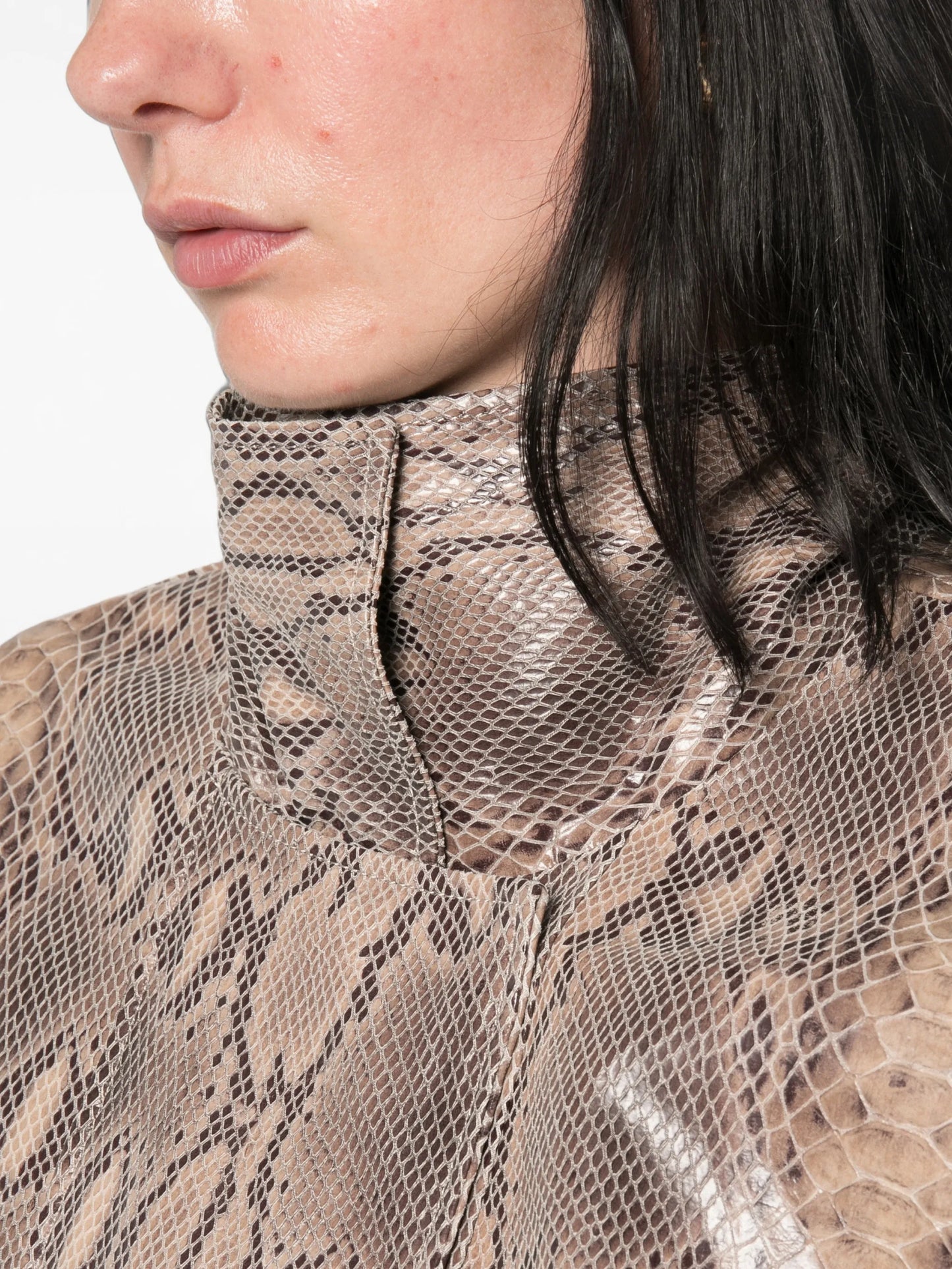 Jasmine python-print leather jacket