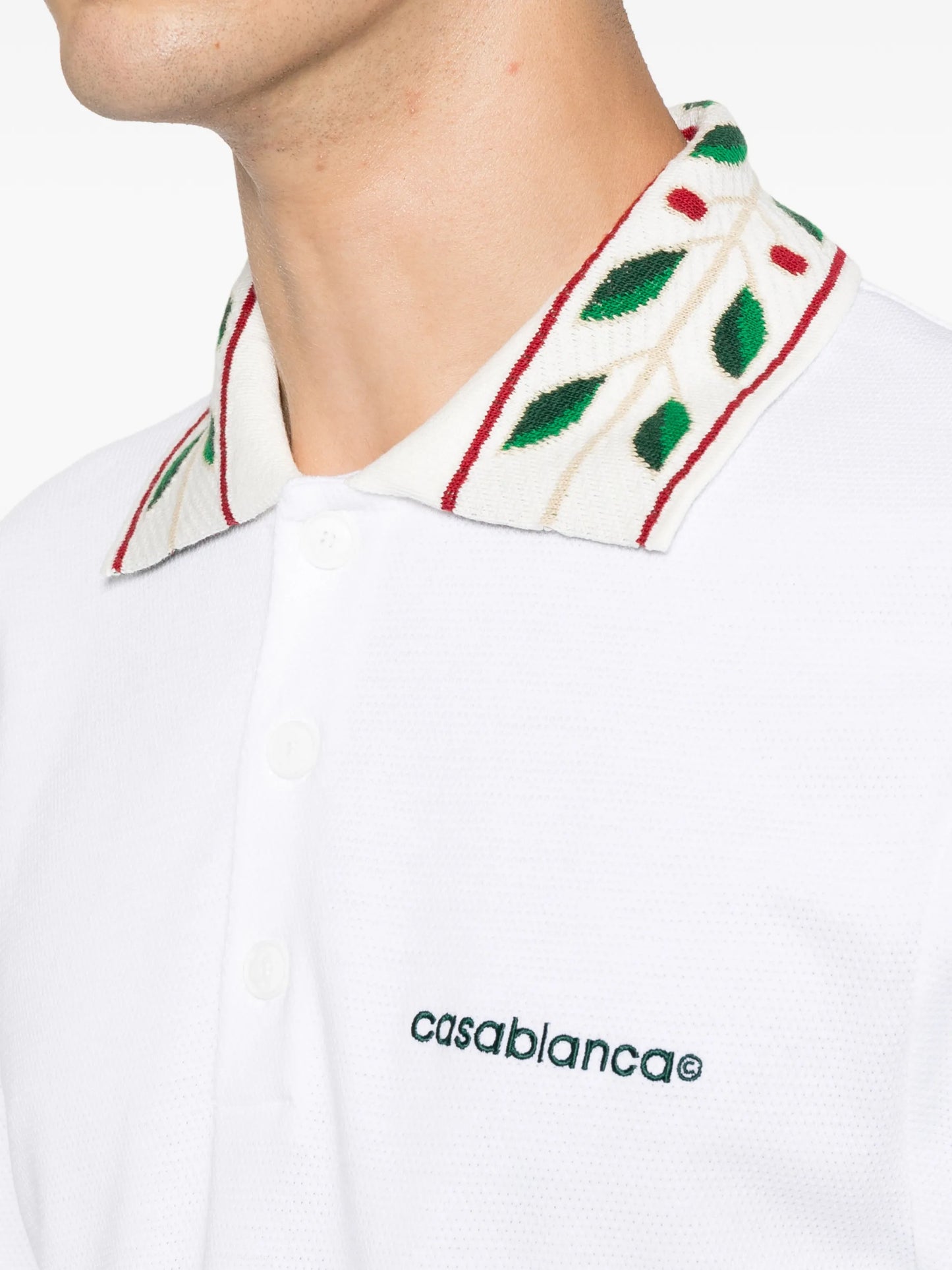 white Laurel pique short sleeve polo shirt