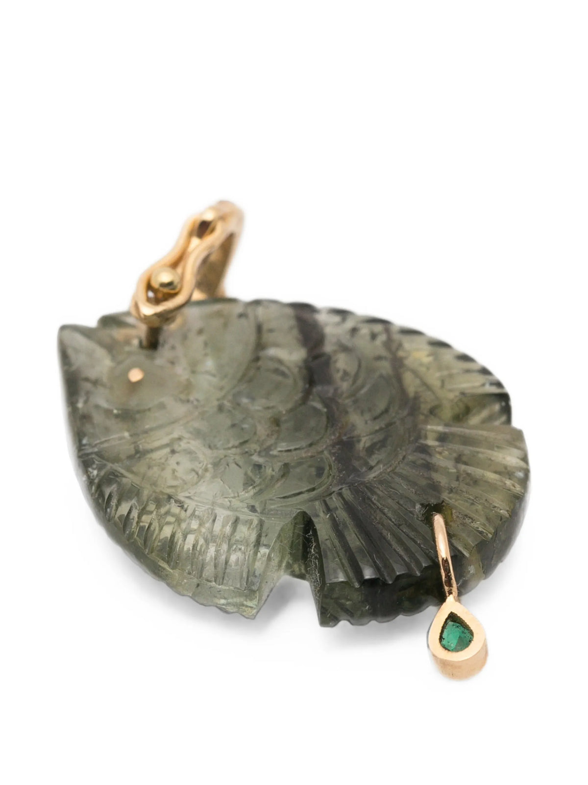 tourmaline diamond and emerald fish pendant