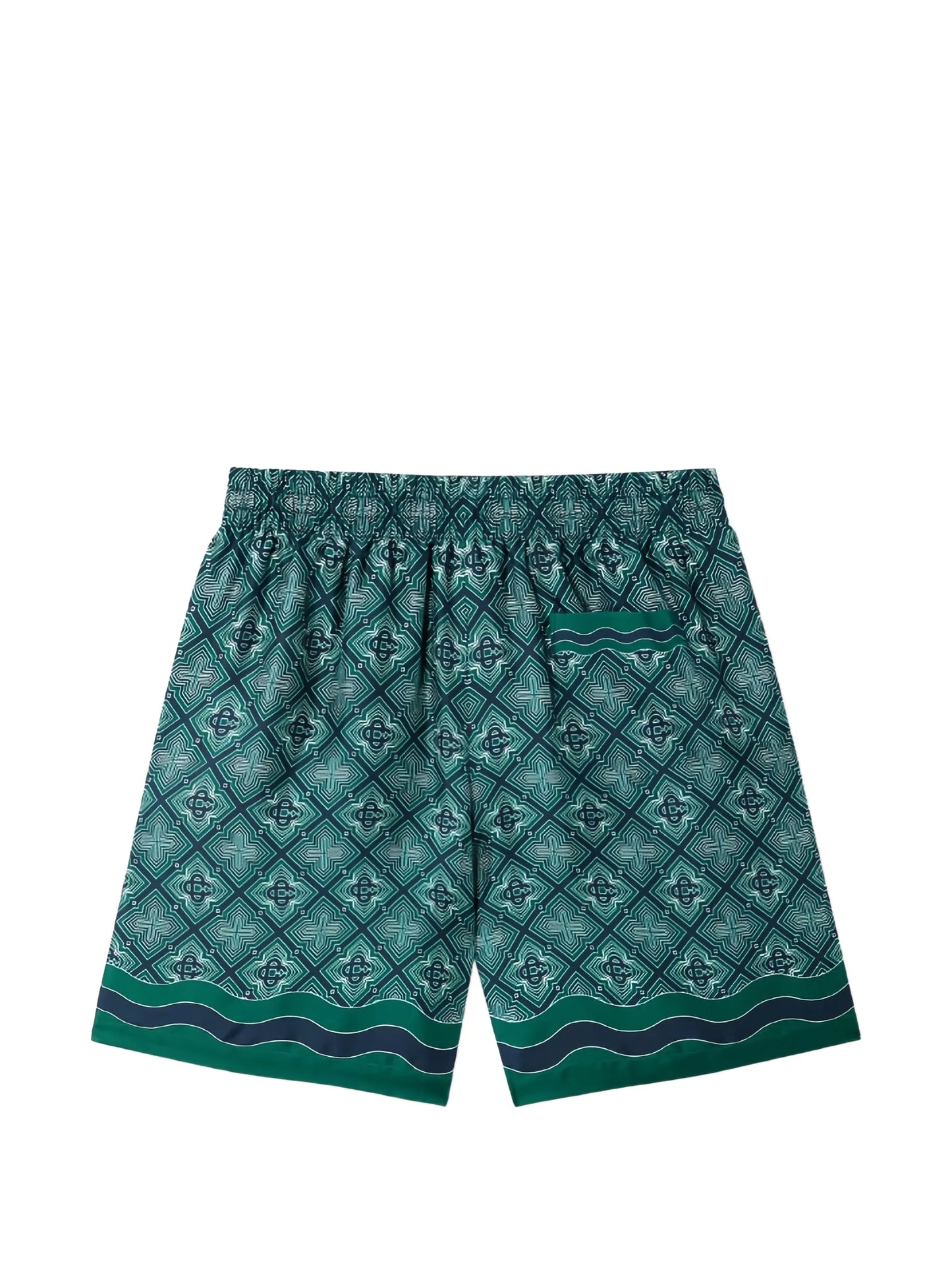 dark green Radiating monogram silk shorts