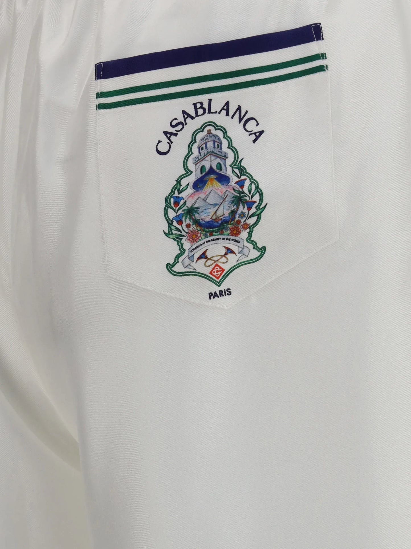 white Hotel Emblem silk shorts