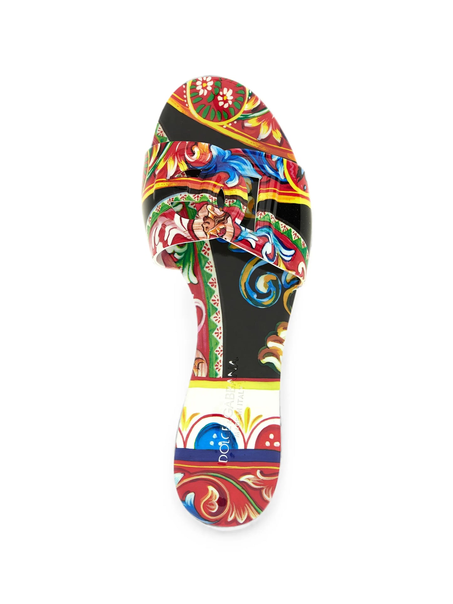Carretto-print rubber beachwear slides