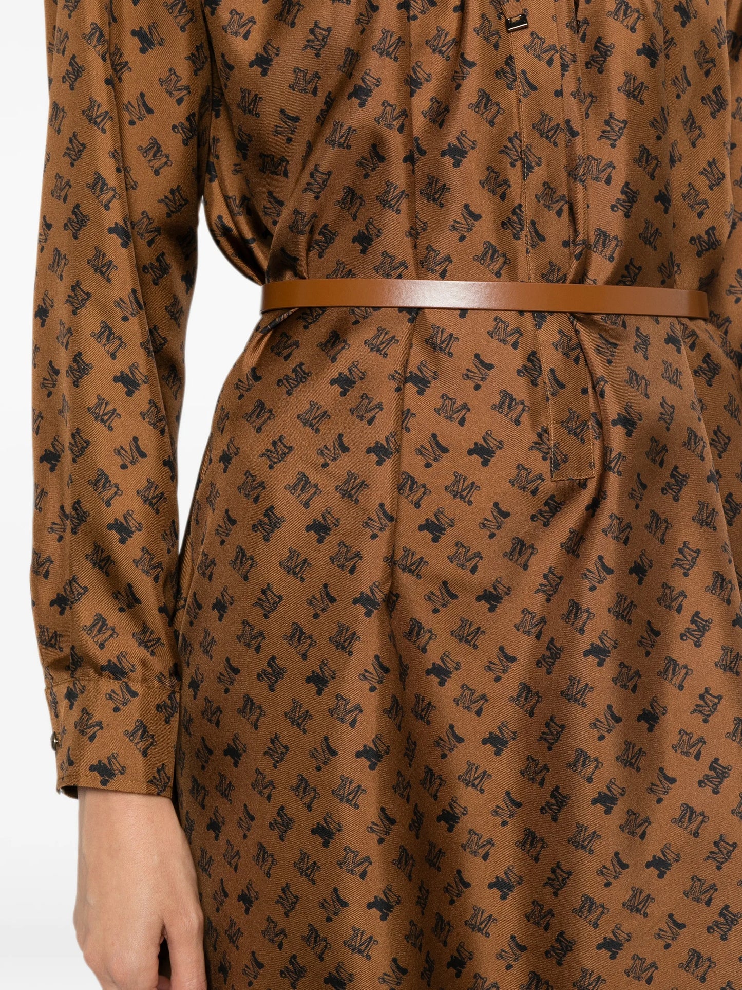 logo-print belted midi dress