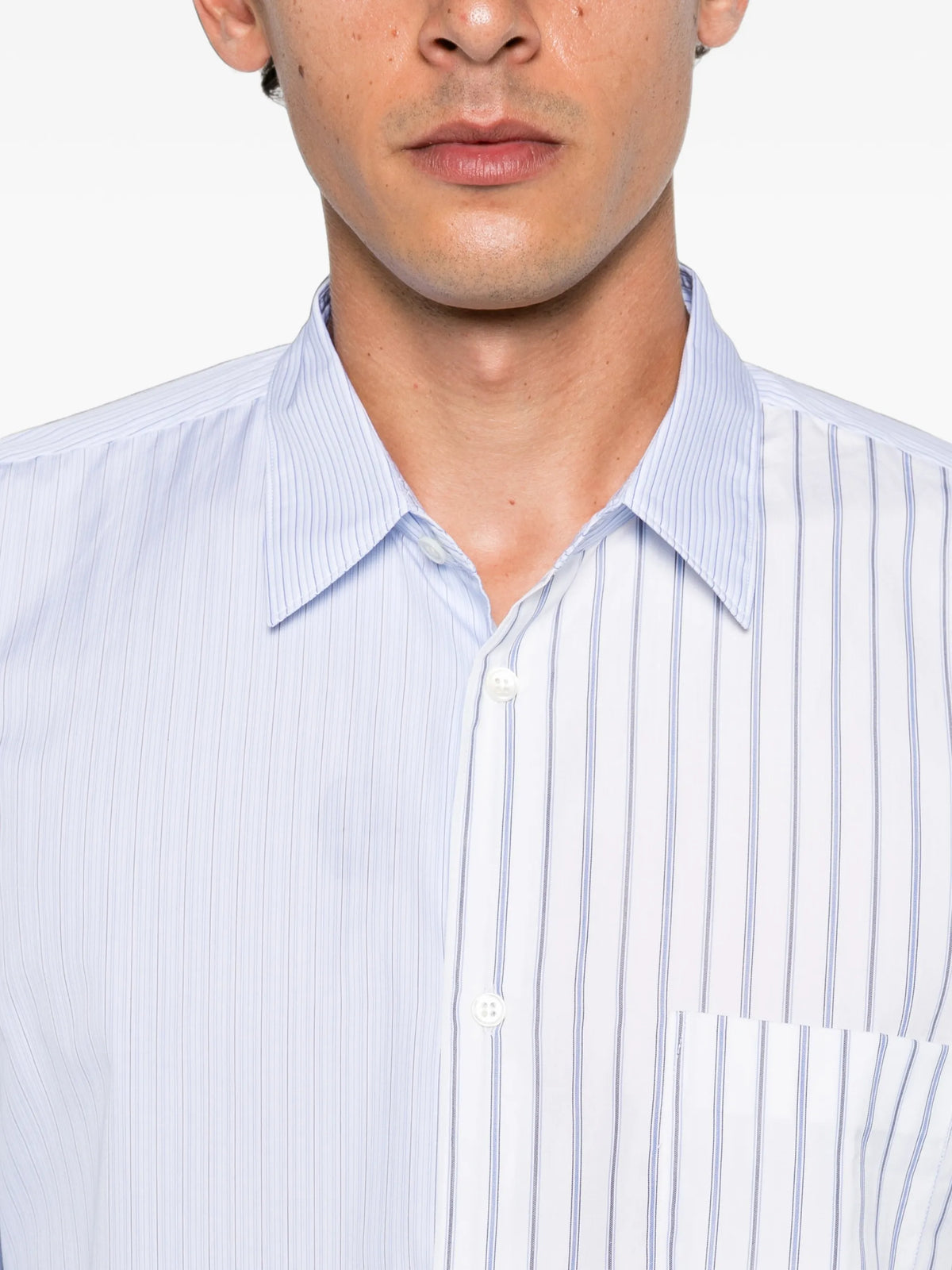 vertical-stripe panelled shirt