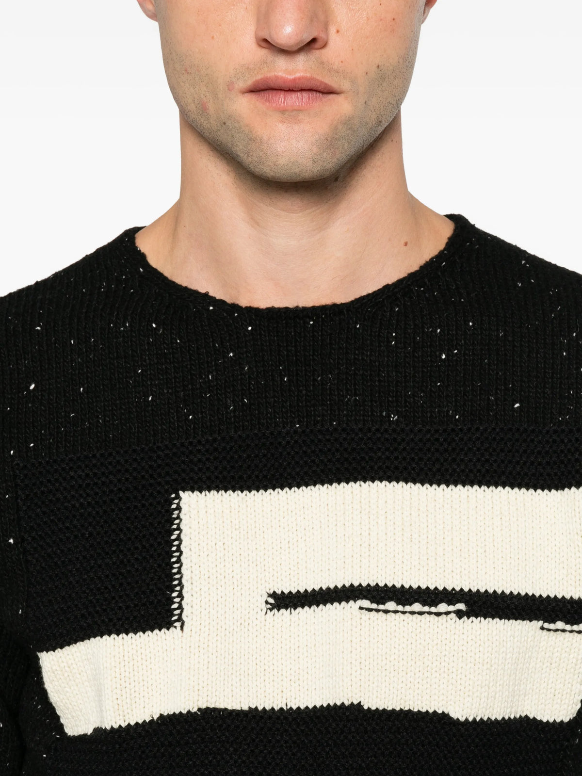 intarsia-knit flecked sweater