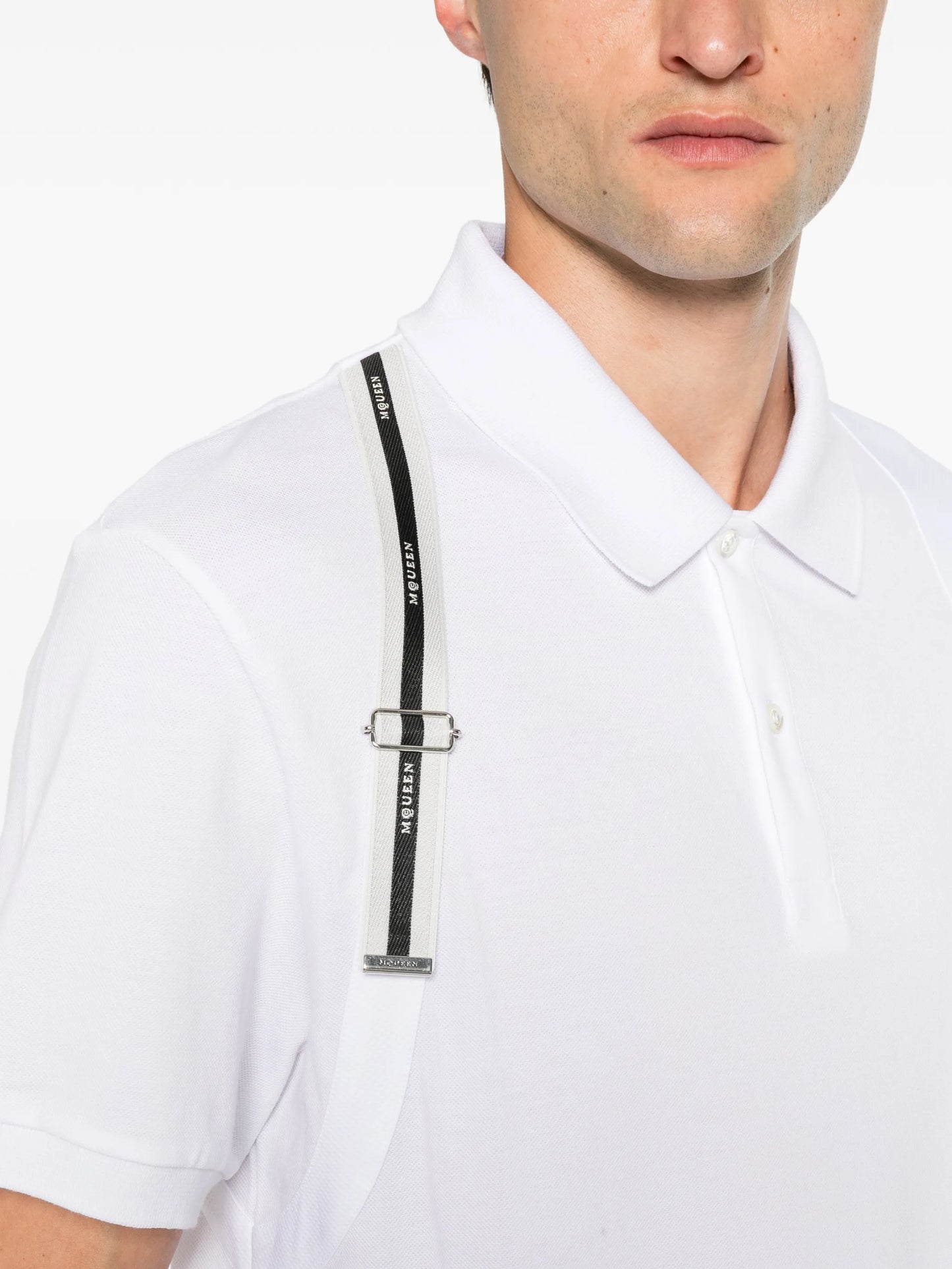 Harness polo shirt in optical white